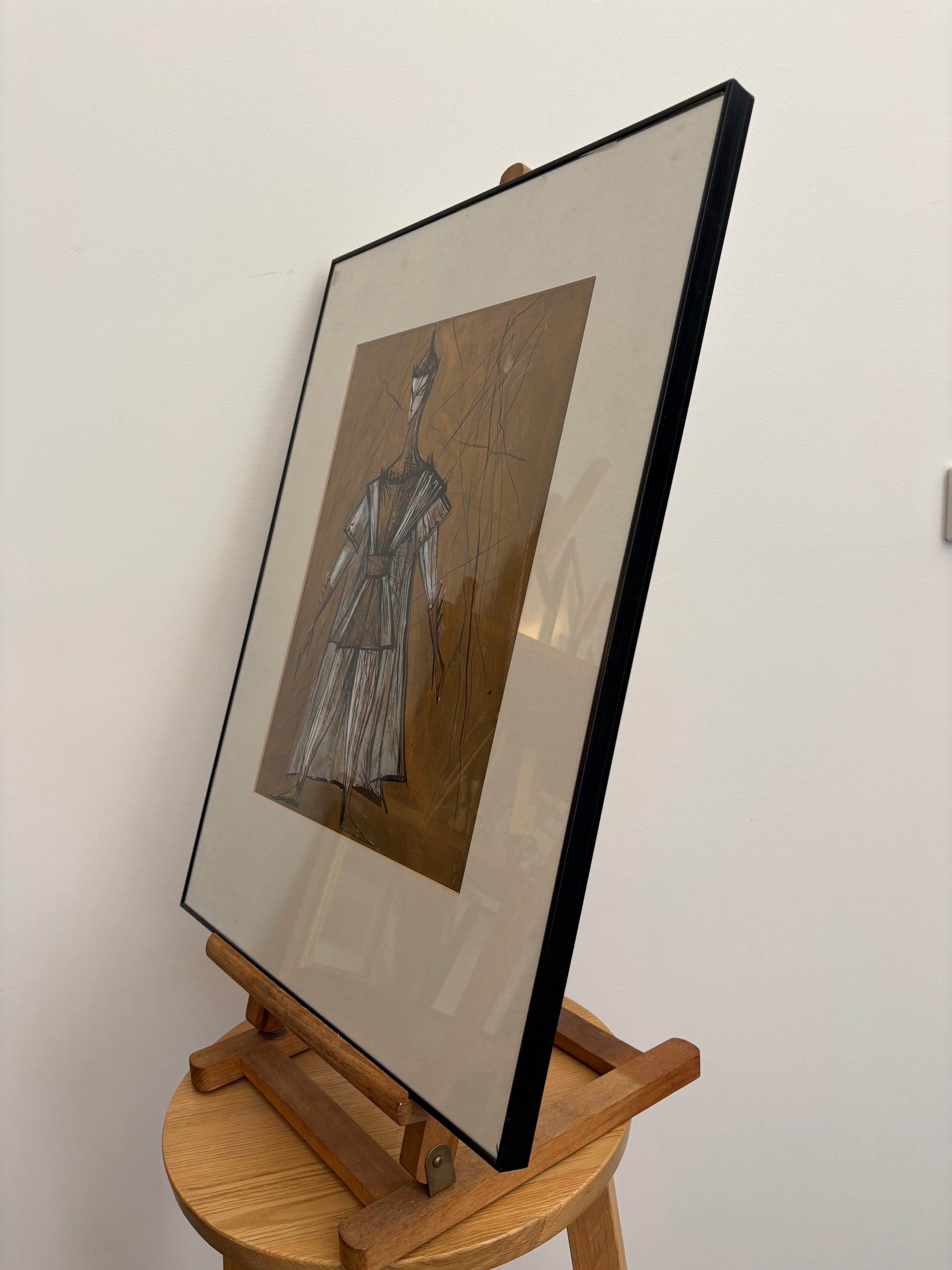 Mid Century original costume design painting, Shakespeare, German, framed art