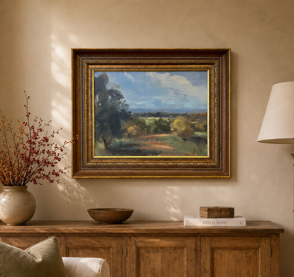 Original Judy Brownlie oil painting, landscape, NSW, framed vintage art