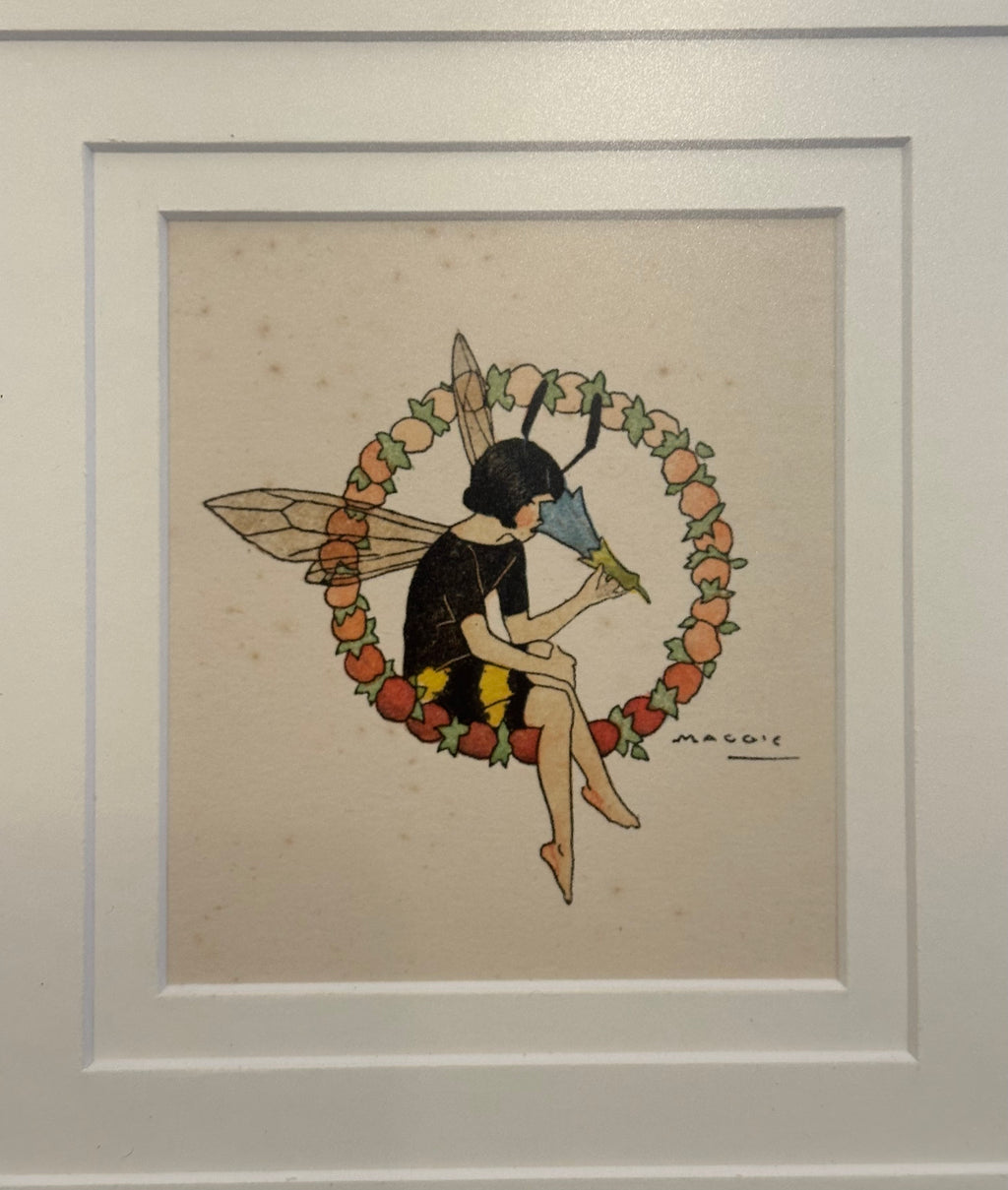 Rare original Art Deco woodblock print, 1911 antique, Maggie Salcedo, French framed art