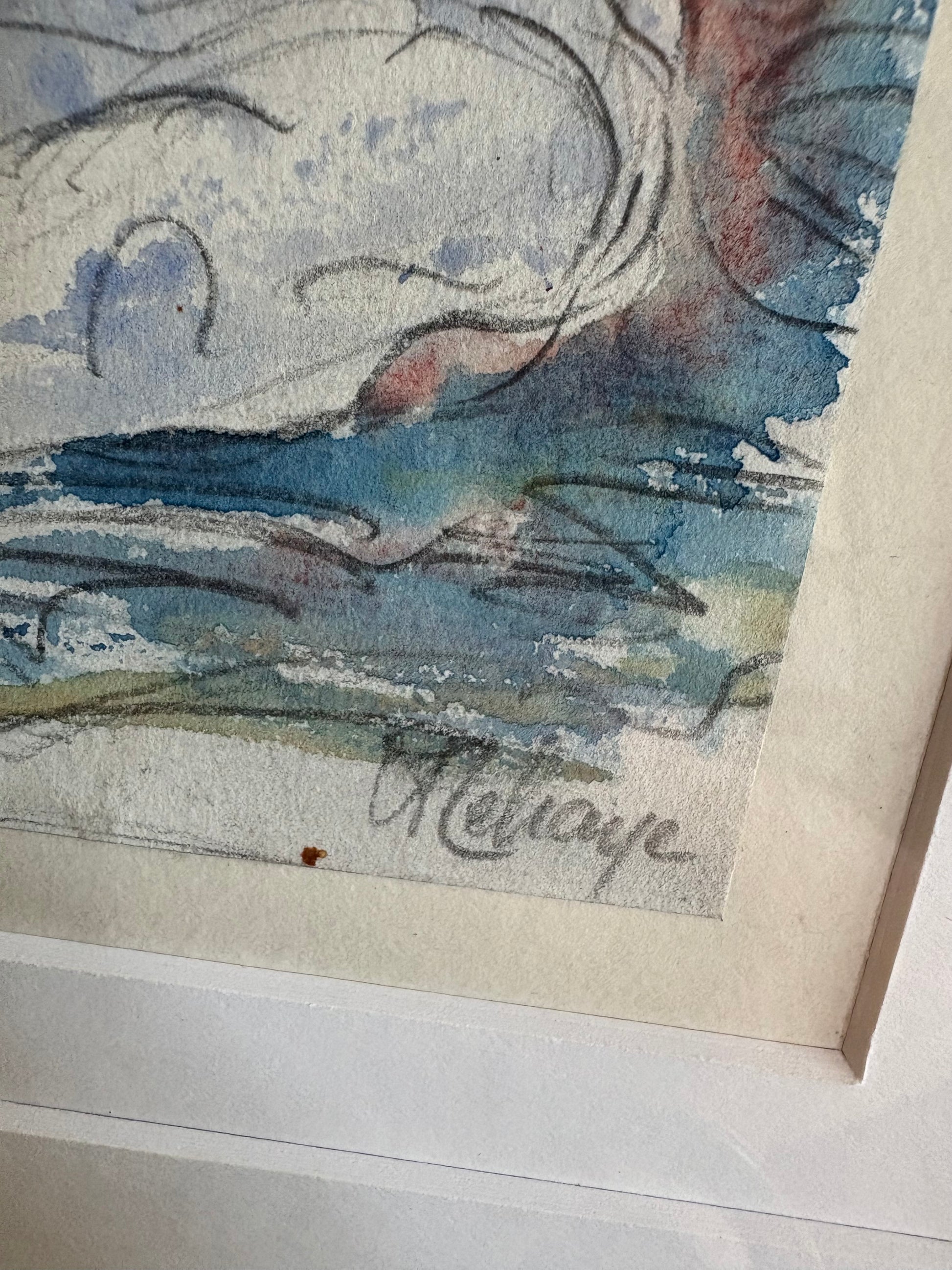 Circa 1900s French original Impressionist study, watercolour painting, antique framed art