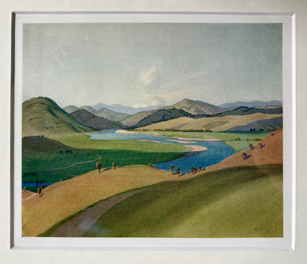 1920s Antique print, “Yass Landscape”, Elioth Gruner, Australian framed artwork