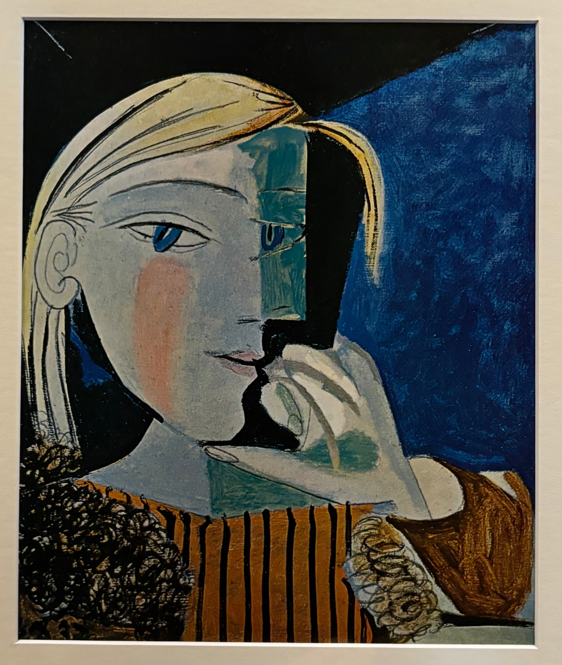 1960s Picasso print, portrait, vintage framed art, “Marie-Therese” Mid Century