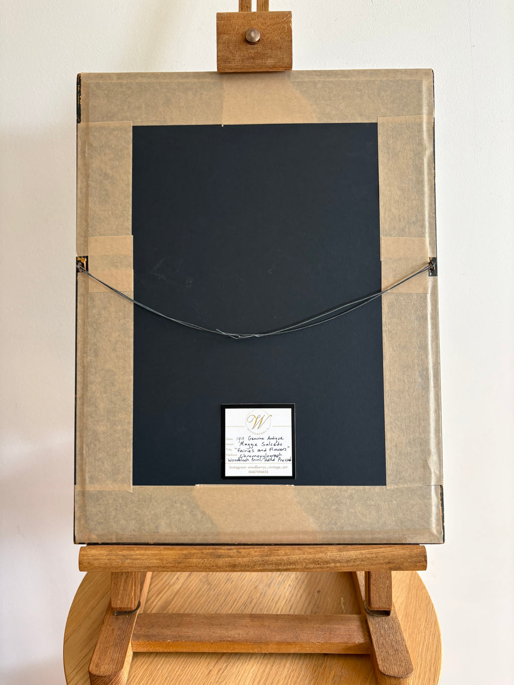 Rare original Art Deco woodblock print, 1911 antique, Maggie Salcedo, French framed art