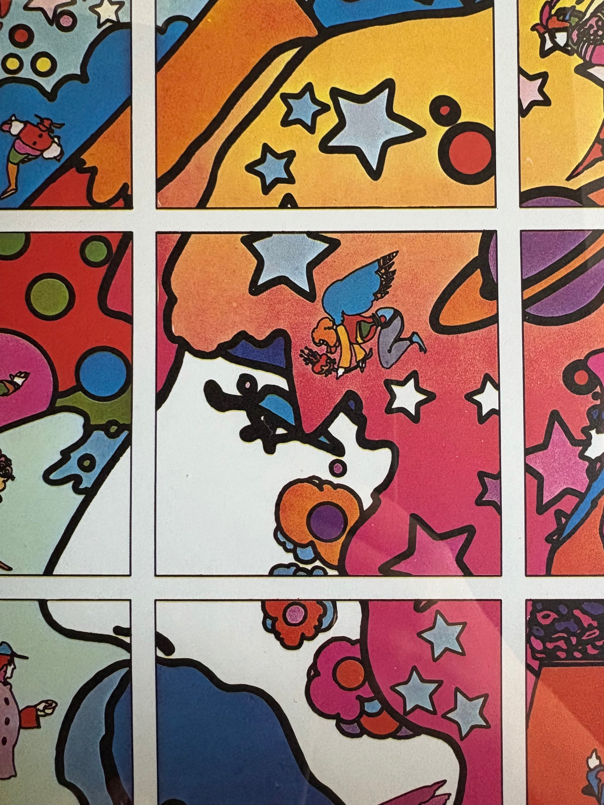 1970s vintage Peter Max print, London Arts poster, psychedelic, framed art