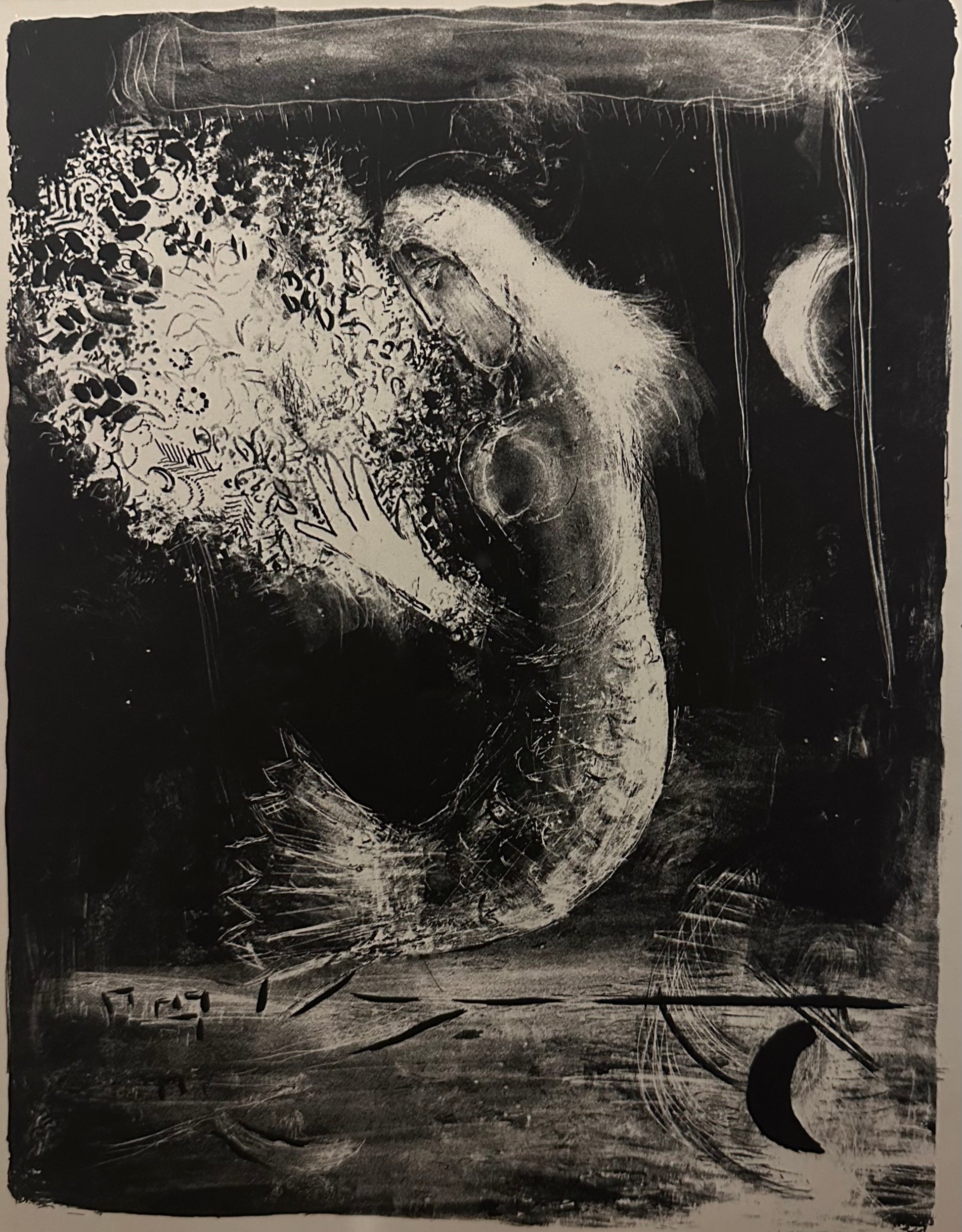 1950s vintage print, Marc Chagall, Mermaid, framed art, Mid-Century