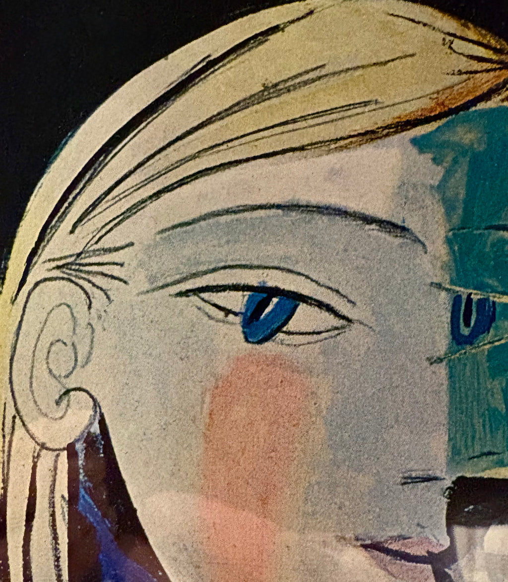 1960s Picasso print, portrait, vintage framed art, “Marie-Therese” Mid Century