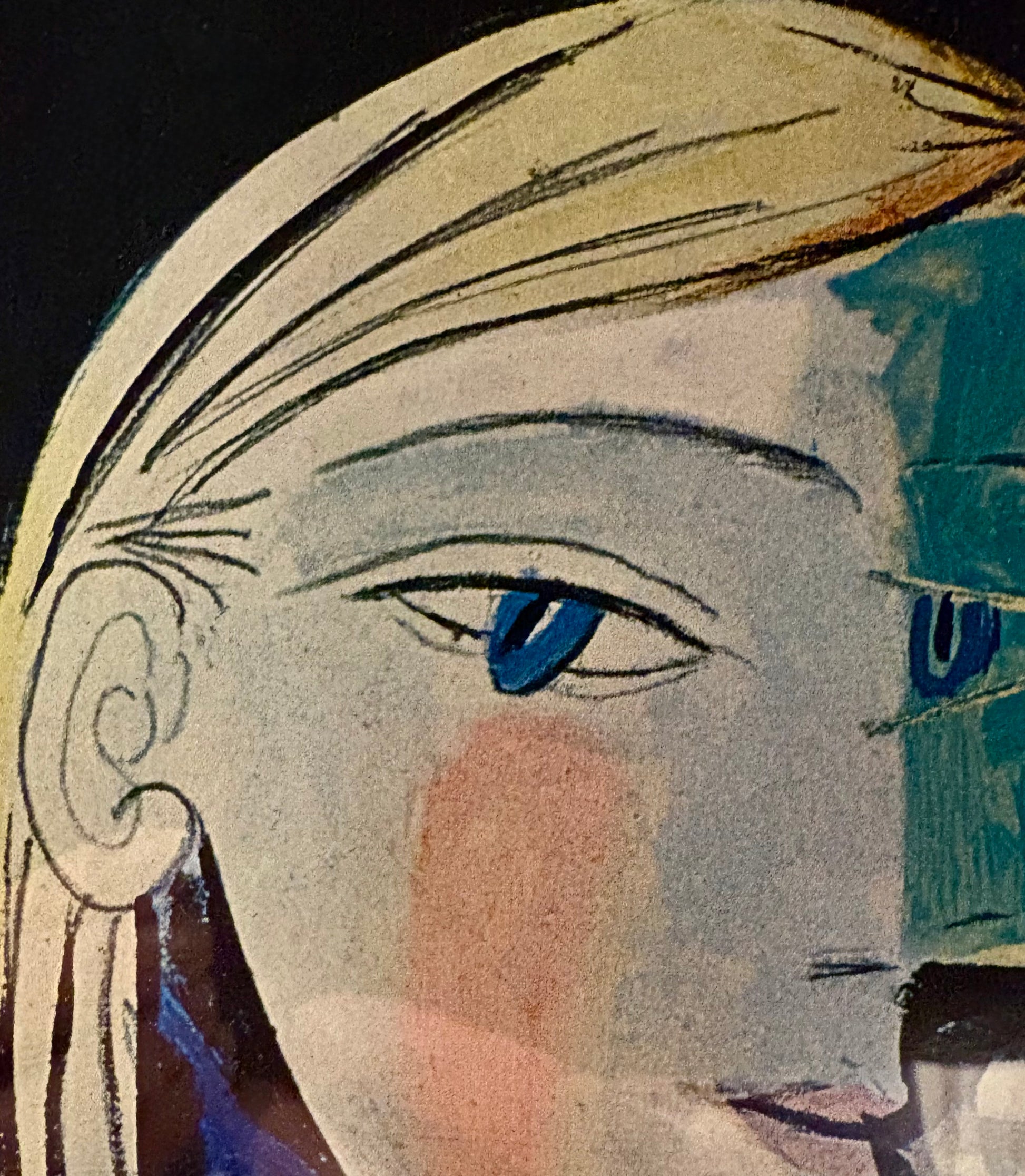 1960s Picasso print, portrait, vintage framed art, “Marie-Therese” Mid Century
