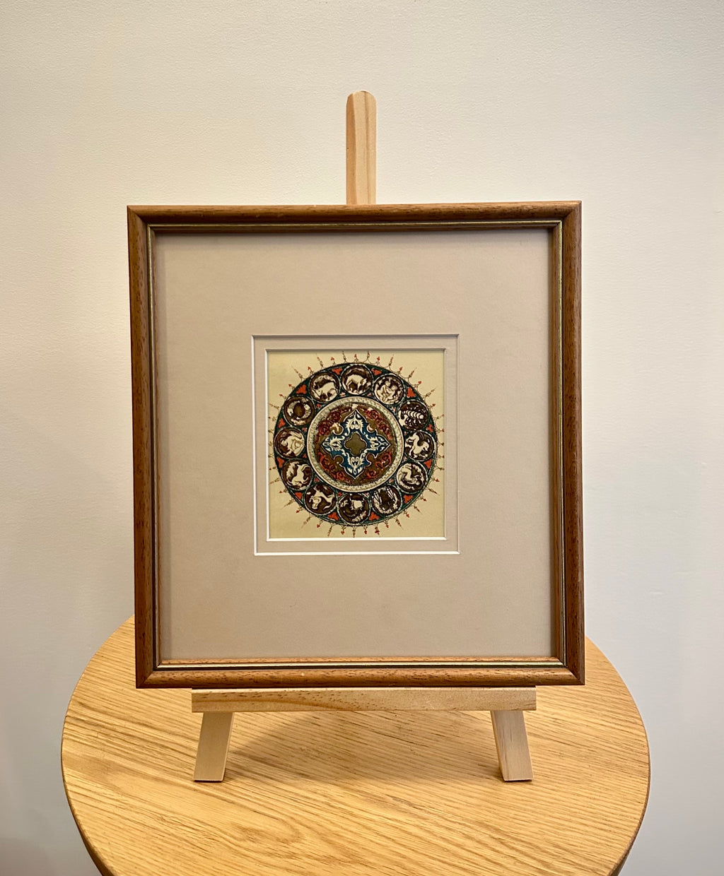 1925 Mariette Lydis gilded offset lithograph, “Zodiac”, mandala, framed art, antique