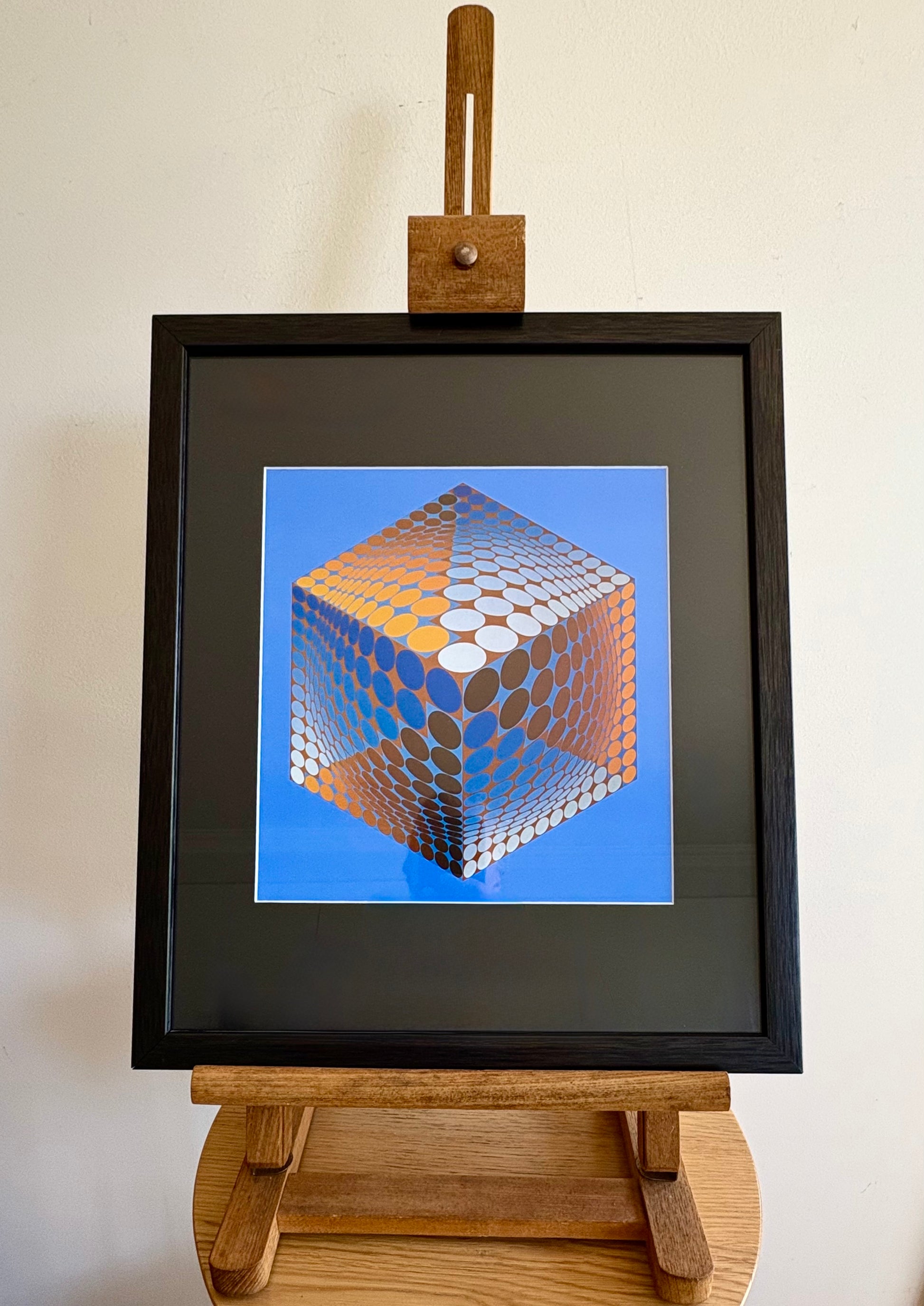 1970s vintage print after Victor Vasarely, Tupa-3, French Op Art, framed art