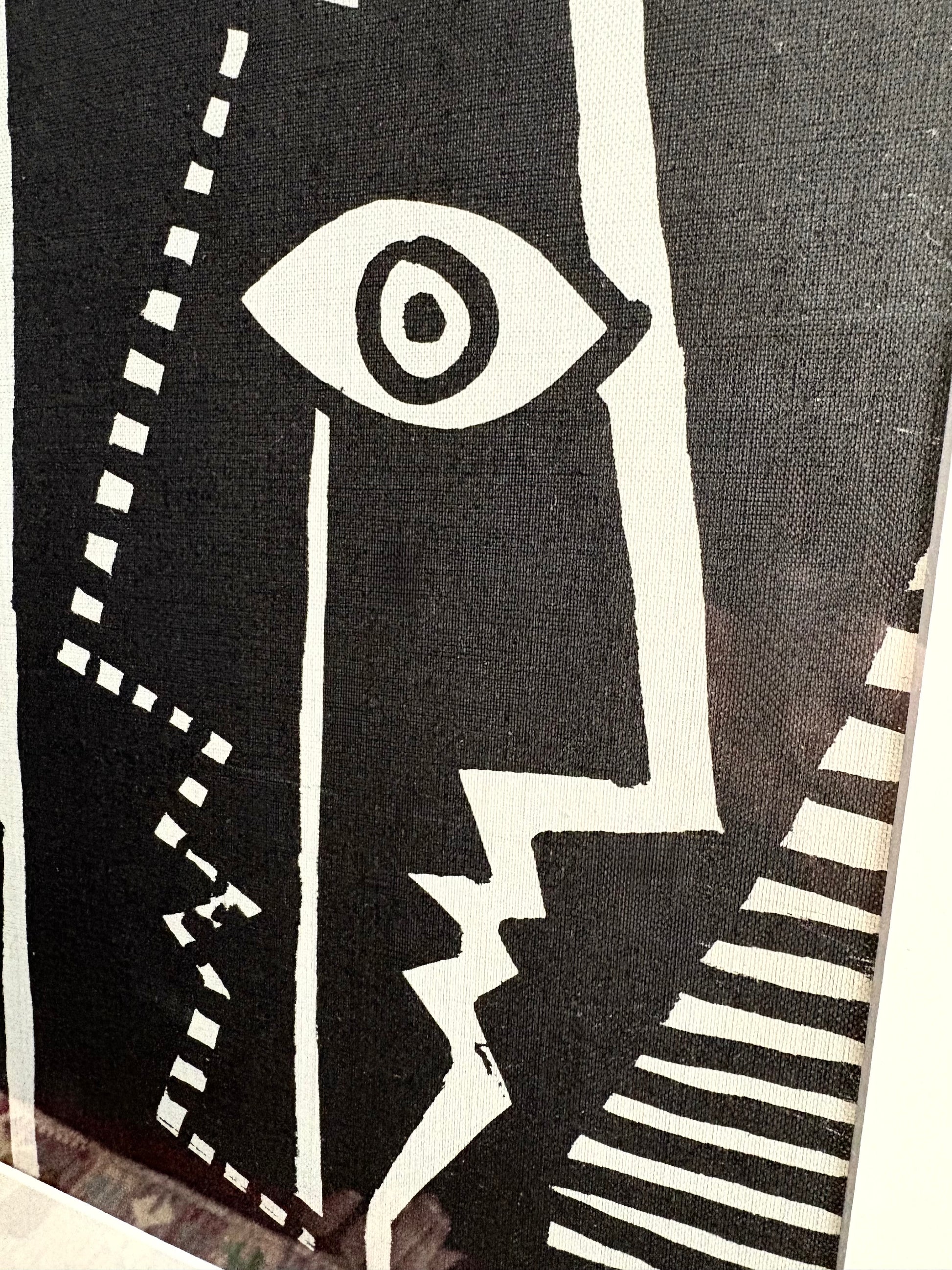 Rare mid-century 1950s Picasso print on canvas, Cubsism, portrait, framed vintage art