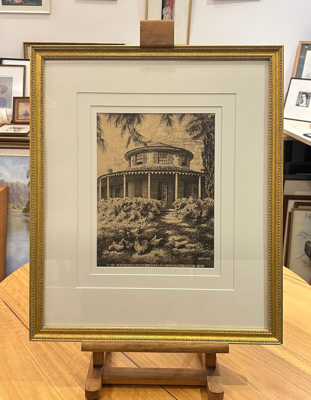 1920s Antique Hardy Wilson collotype print, Architecture, NSW, framed art