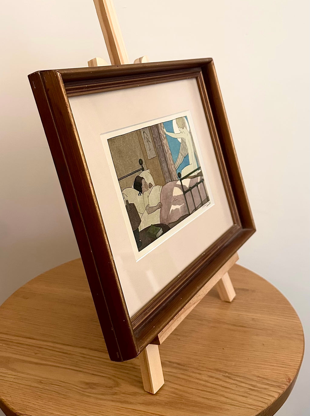 Rare original Art Deco woodblock print, 1911 antique, Maggie Salcedo, French framed art