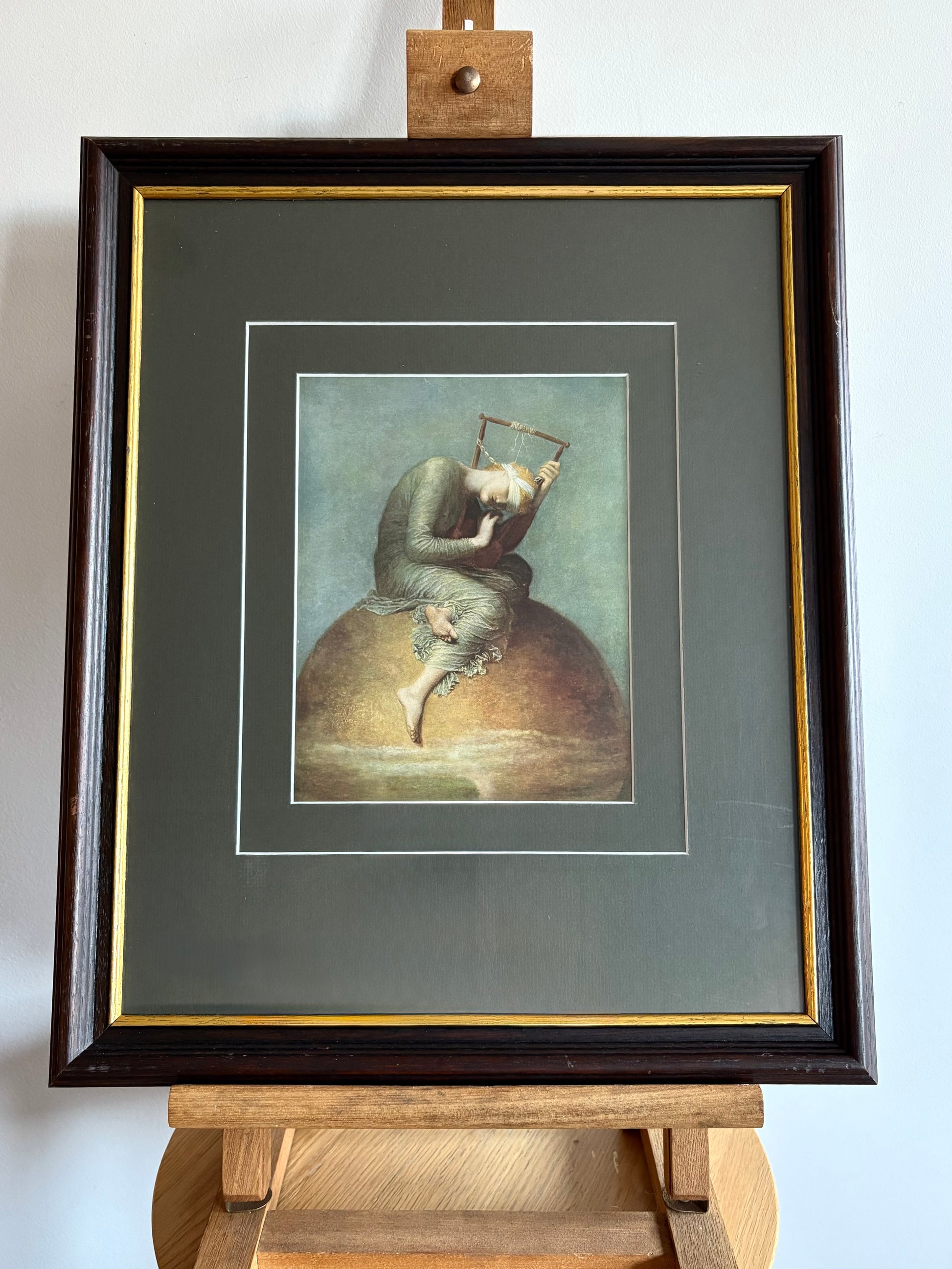 1950s vintage print after George Watts “Hope”, framed artwork, Symbolism