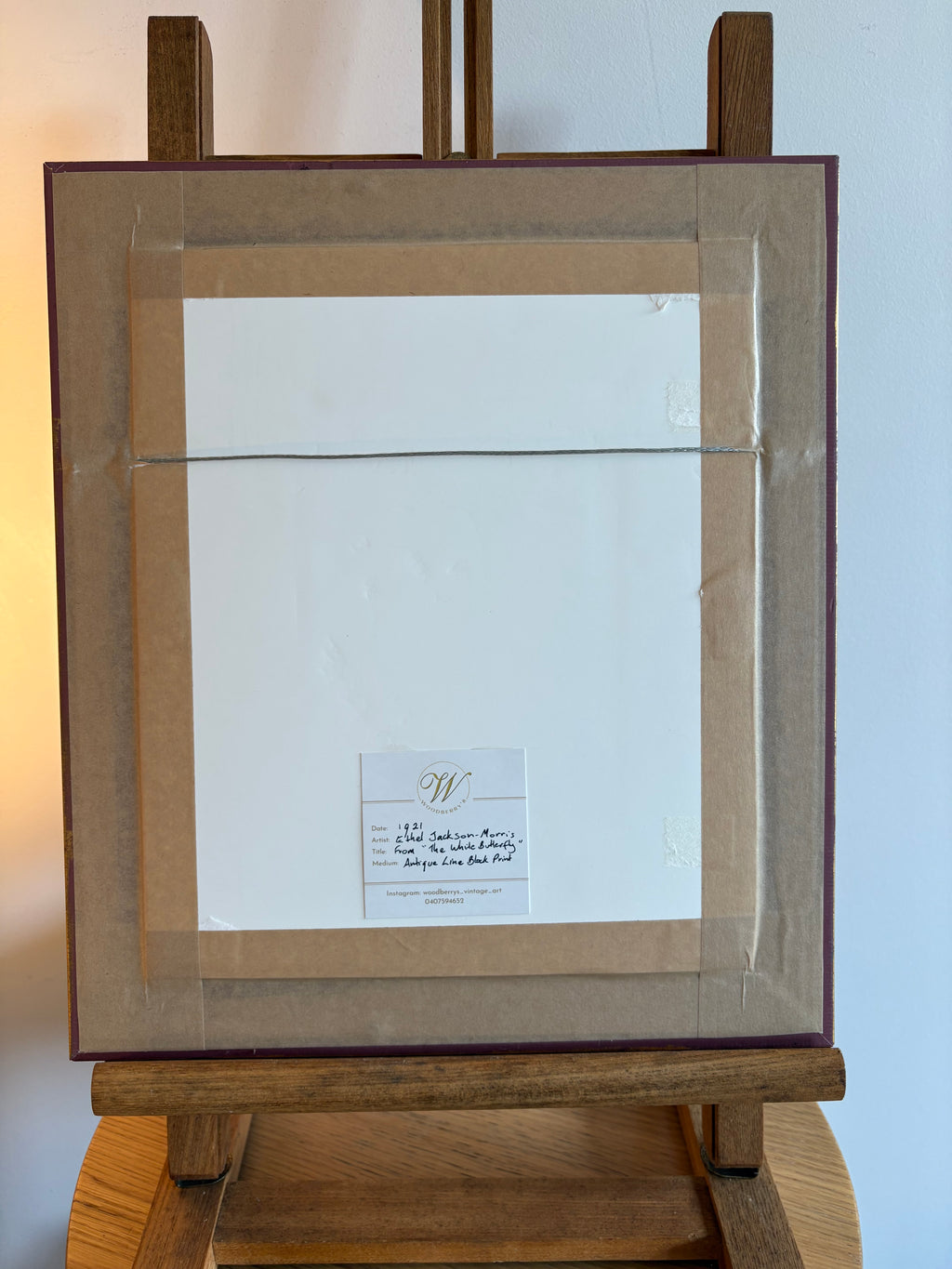 1921 Antique print, Ether Jackson-Morris, "The White Butterfly", framed art, Art Deco