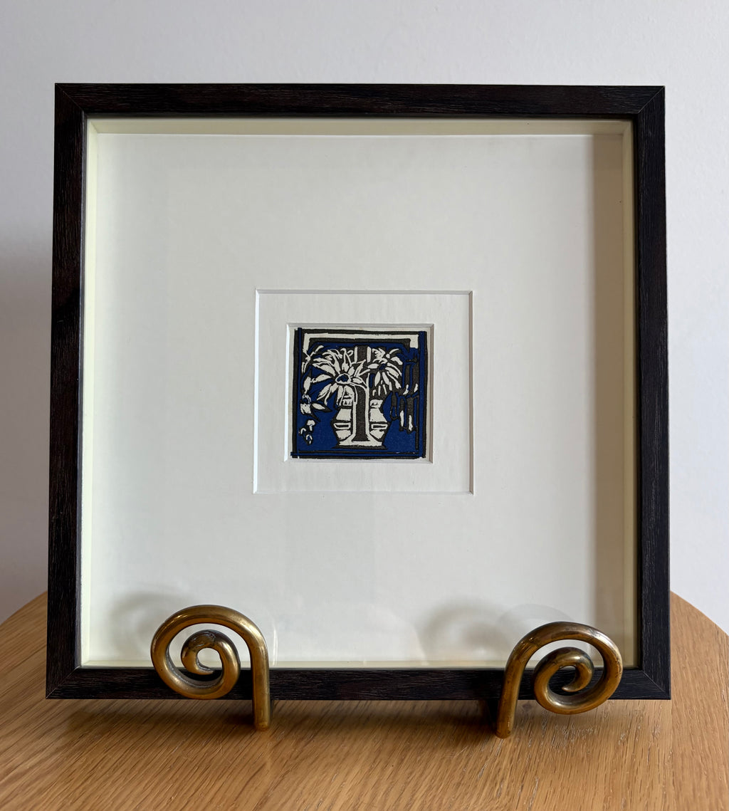 1925 Original Margaret Preston woodblock print, “Letter T”, antique framed art