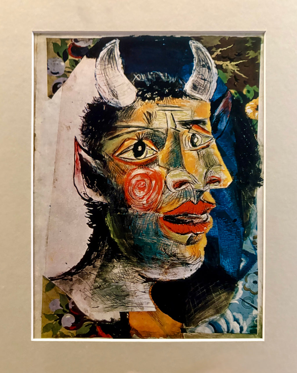 1960s Picasso print, vintage framed art, “Faun” Mid Century