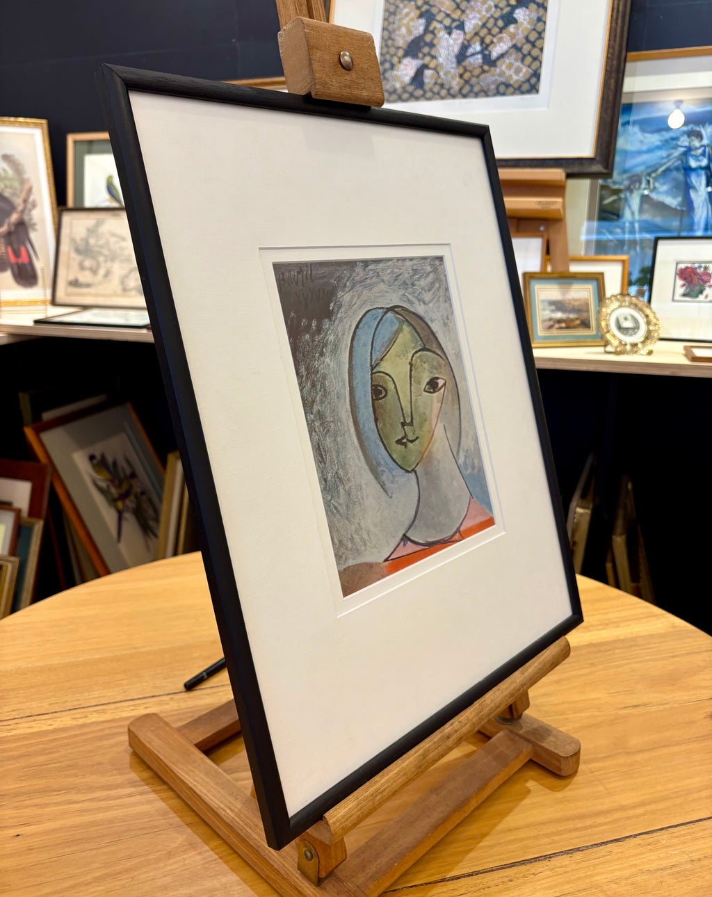 1960s Picasso print, portrait, vintage framed art, portrait, Mid Century