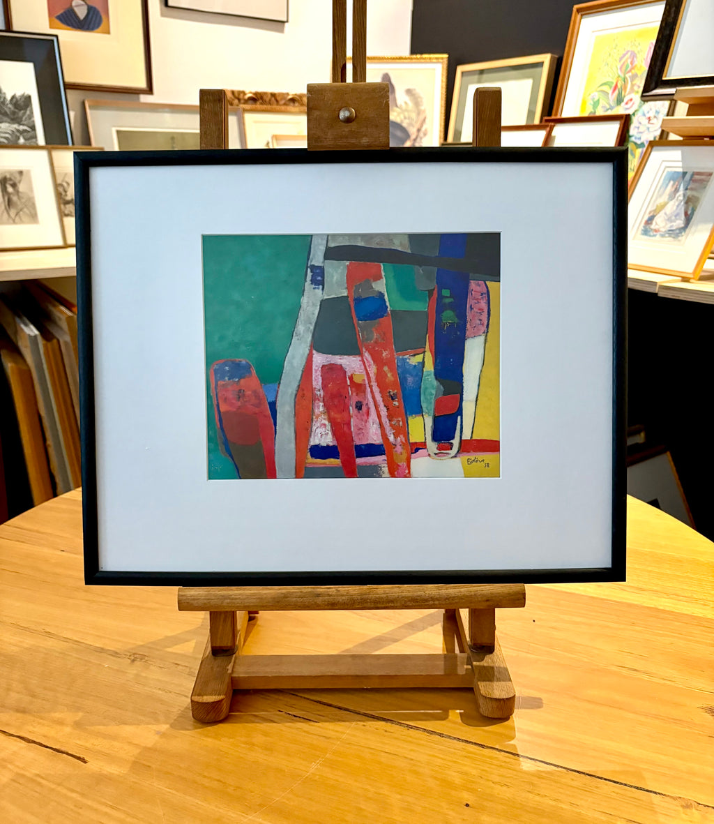 1960s Abstract print, Maurice Esteve, Mid-Century, framed art, French, vintage