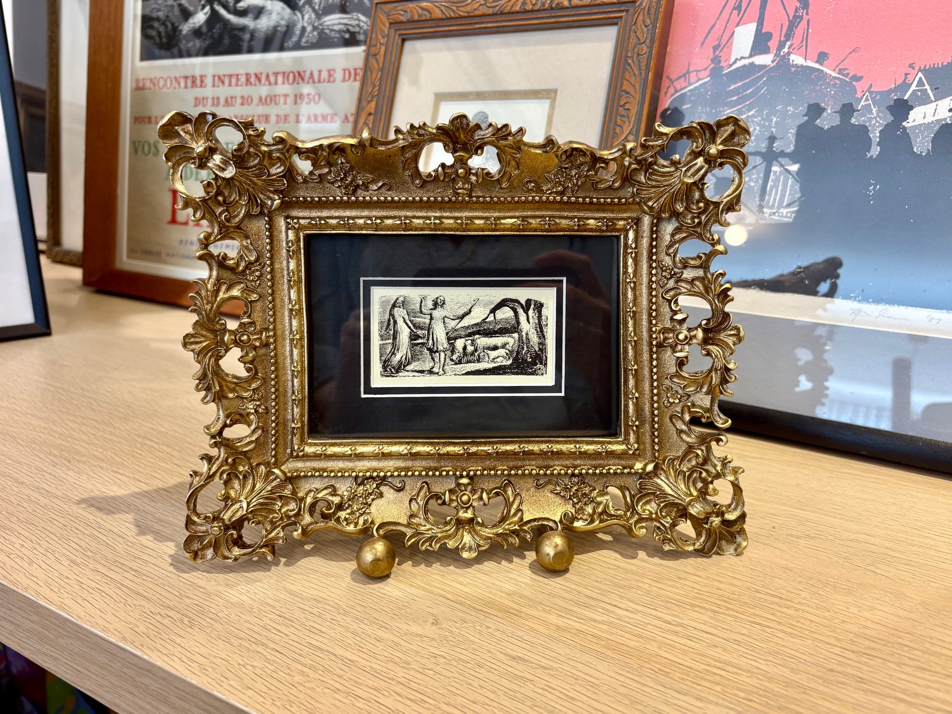 1923 antique print after William Blake, gilt frame, vintage framed art