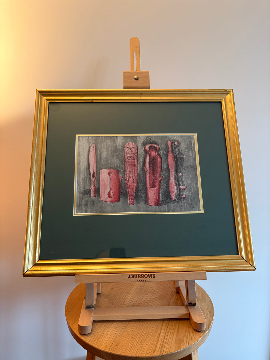 Mid Century print after Henry Moore, "Sculptural Ideas 1938", Vintage framed art, gold frame, artwork