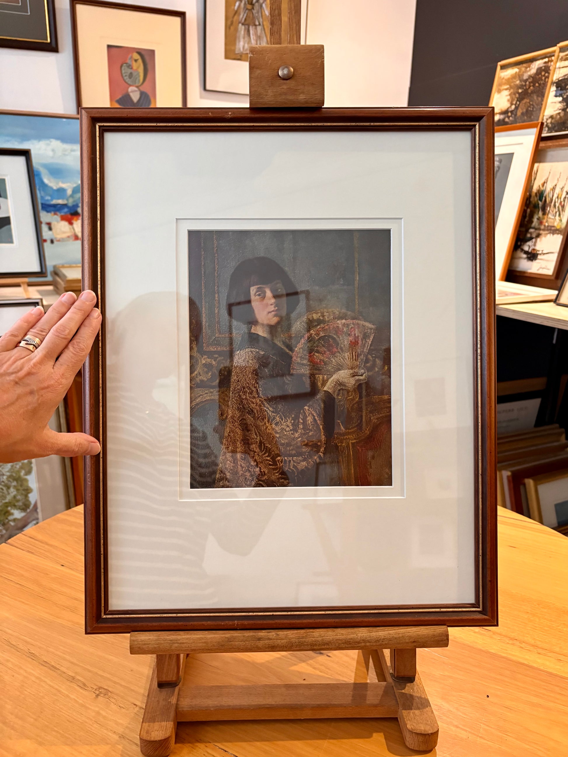 Vintage print, Gerald Brockhurst, “The Fan”, framed art