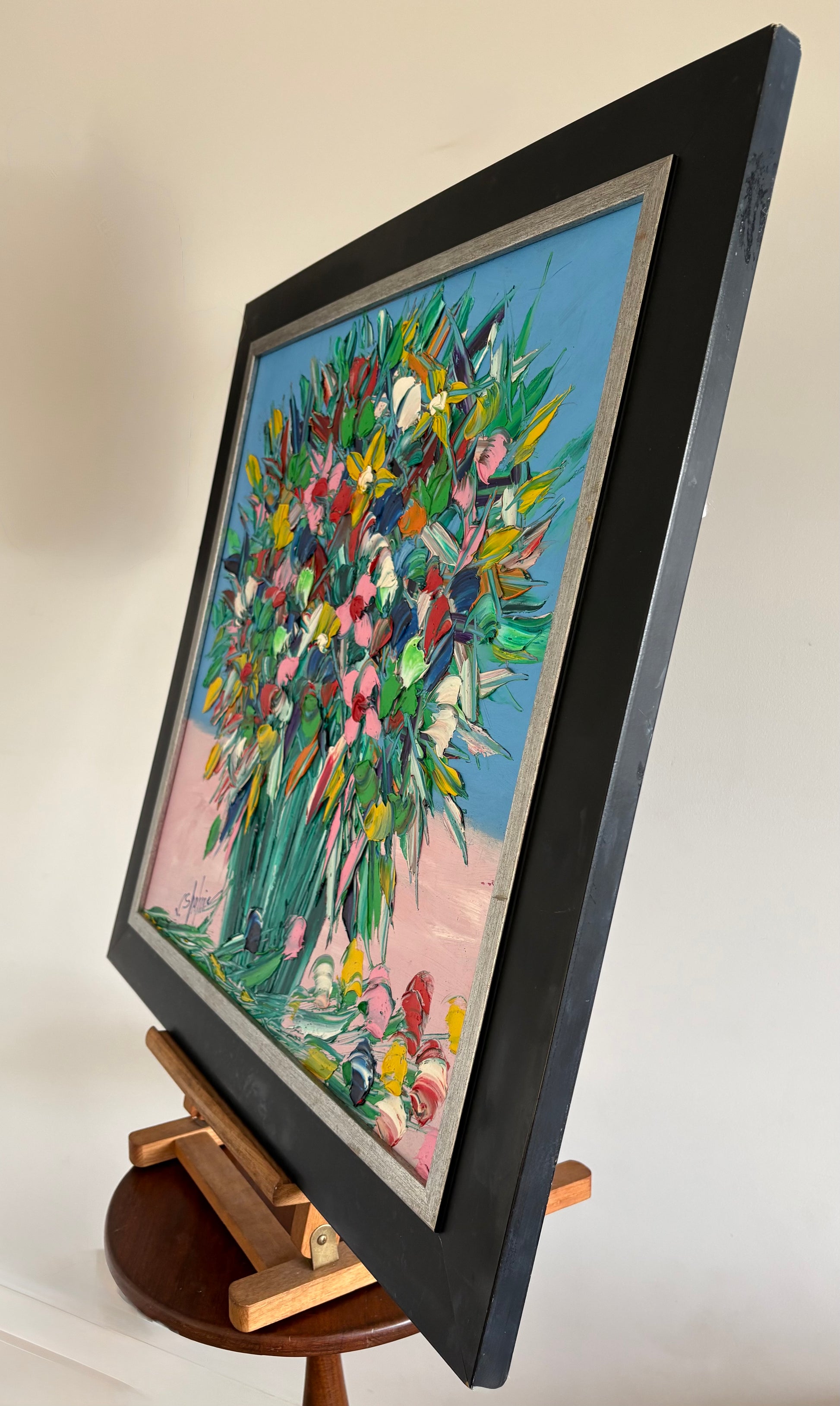 Original Jack Shahine painting, floral still life, framed vintage art