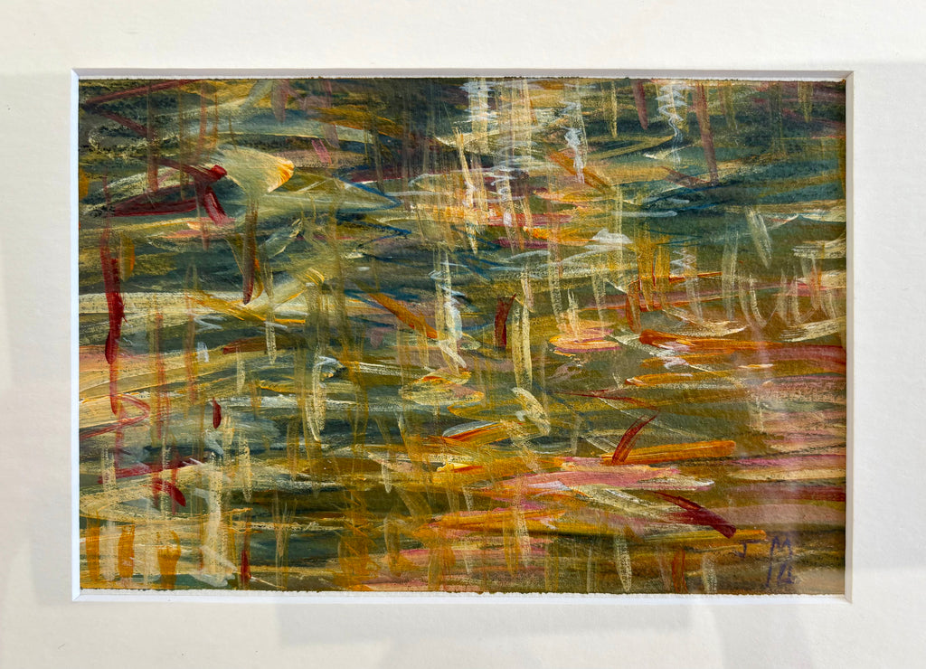 Original pair of mixed media paintings, Judy Mylonas, framed art