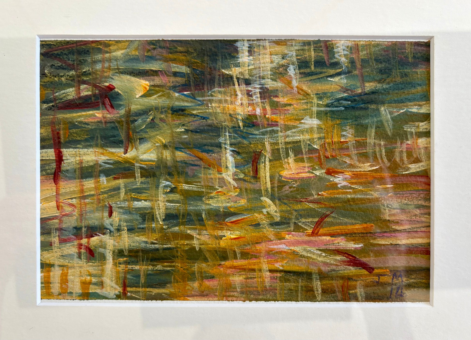Original pair of mixed media paintings, Judy Mylonas, framed art