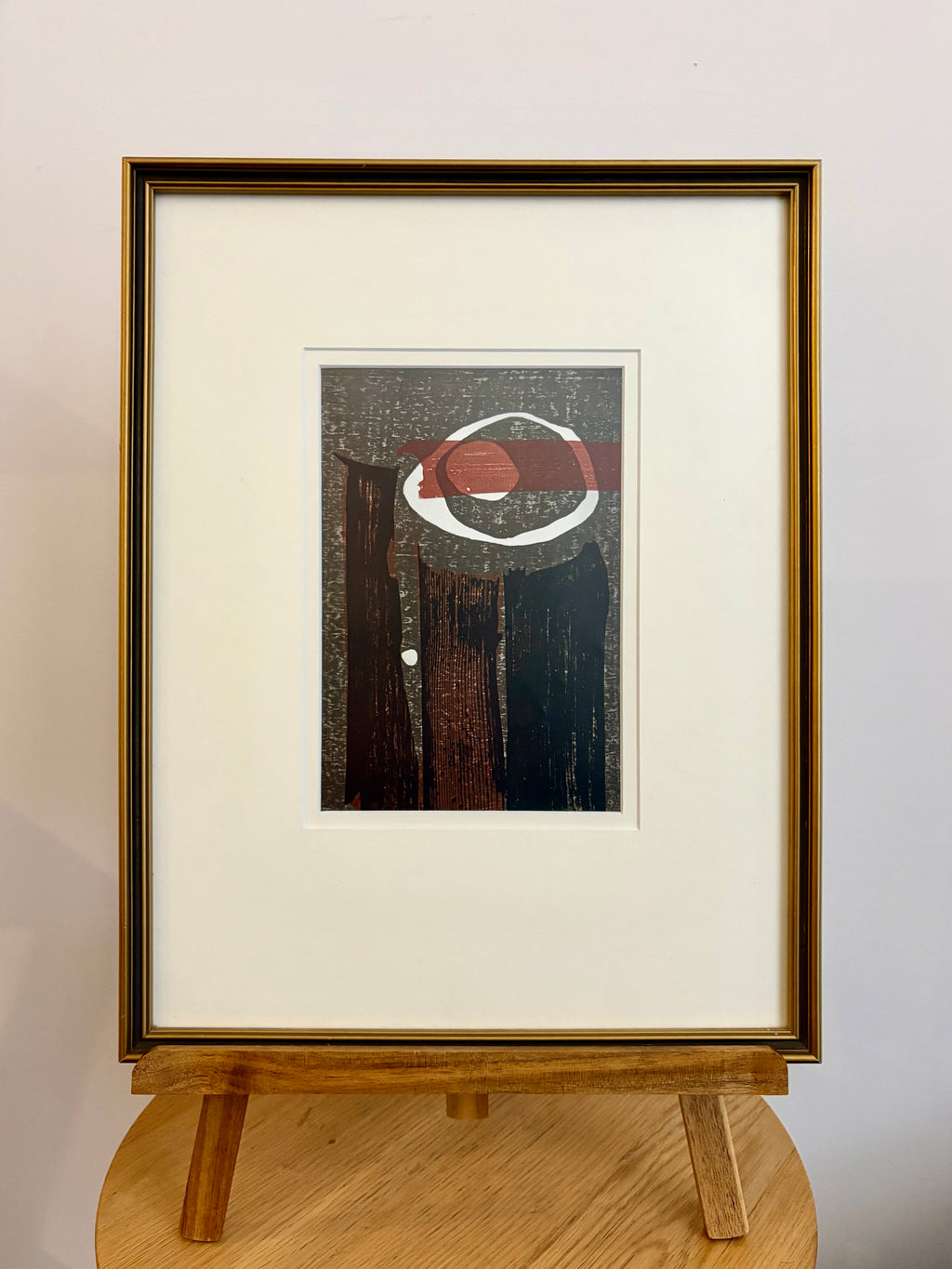 Mid Century Japanese print, 1960s reproduction, framed vintage art