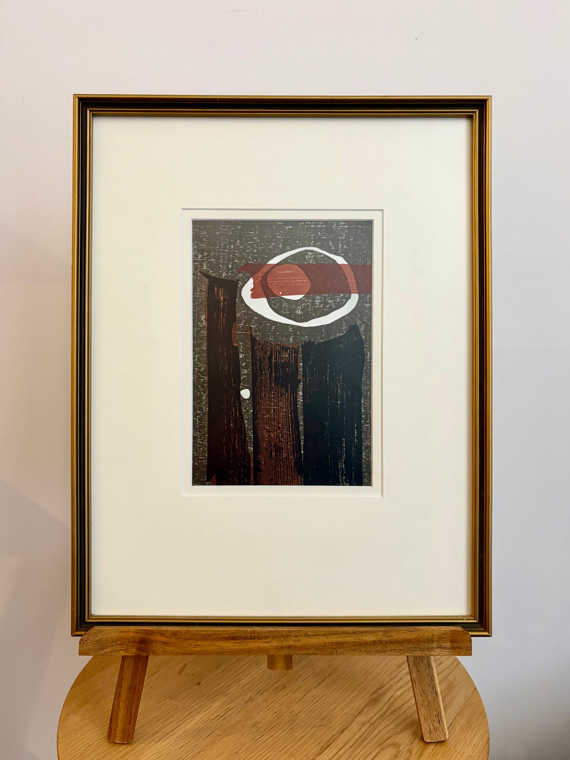 Mid Century Japanese print, 1960s reproduction, framed vintage art