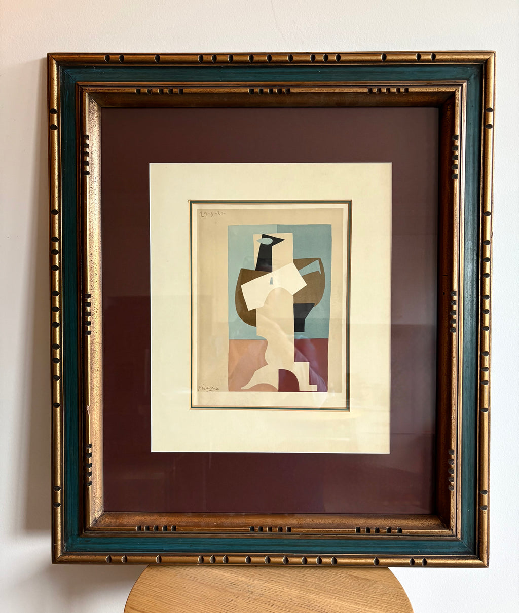 1940s Original Picasso lithograph, Cubism, “Musician”, vintage framed art