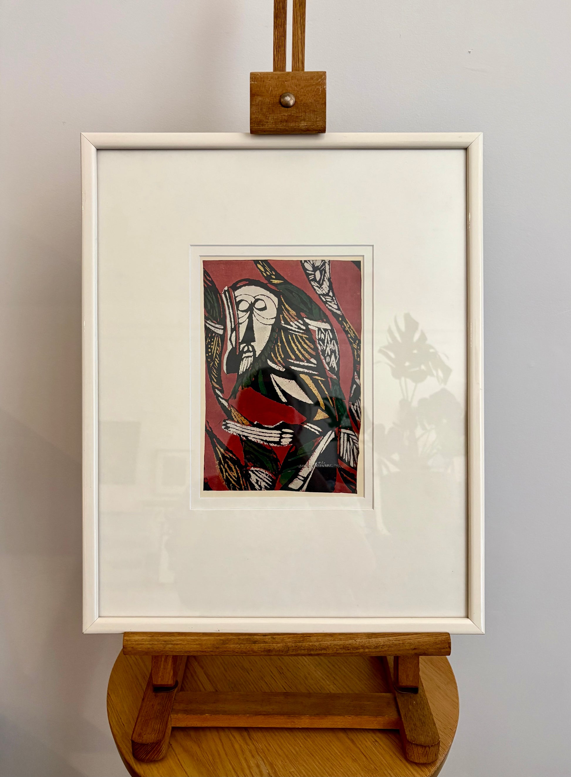 Mid Century Japanese print, 1960s reproduction, framed vintage art
