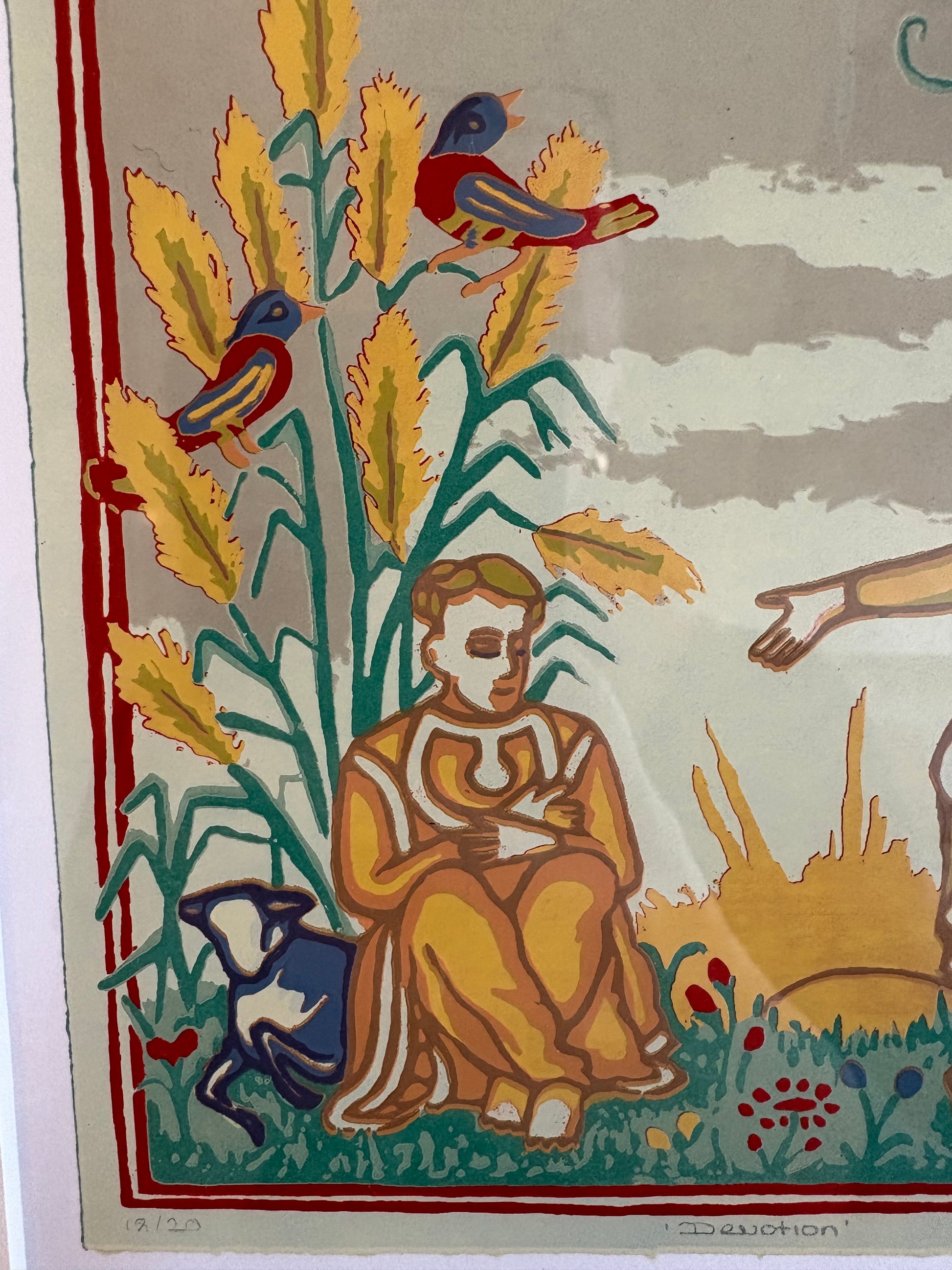 Original silk-screen print, D Thompson, 1994, framed art 18/20