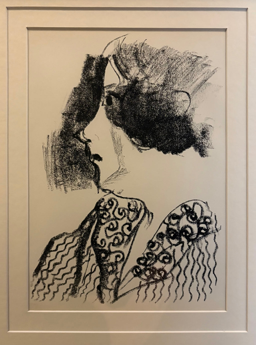 1950s vintage print, Marc Chagall, portrait, framed art, Mid-Century