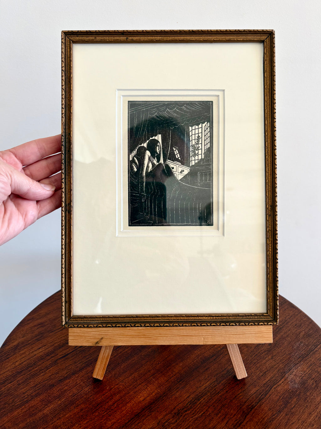 1925 Antique print, “Autumn Midnight”, Eric Gill, framed artwork