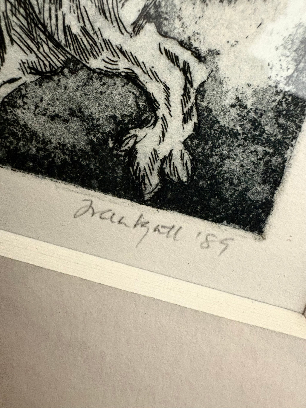 Original Etching, edition 6/20, signed, “Devil”, framed vintage art