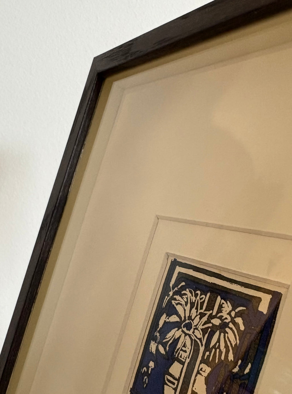 1925 Original Margaret Preston woodblock print, “Letter T”, antique framed art