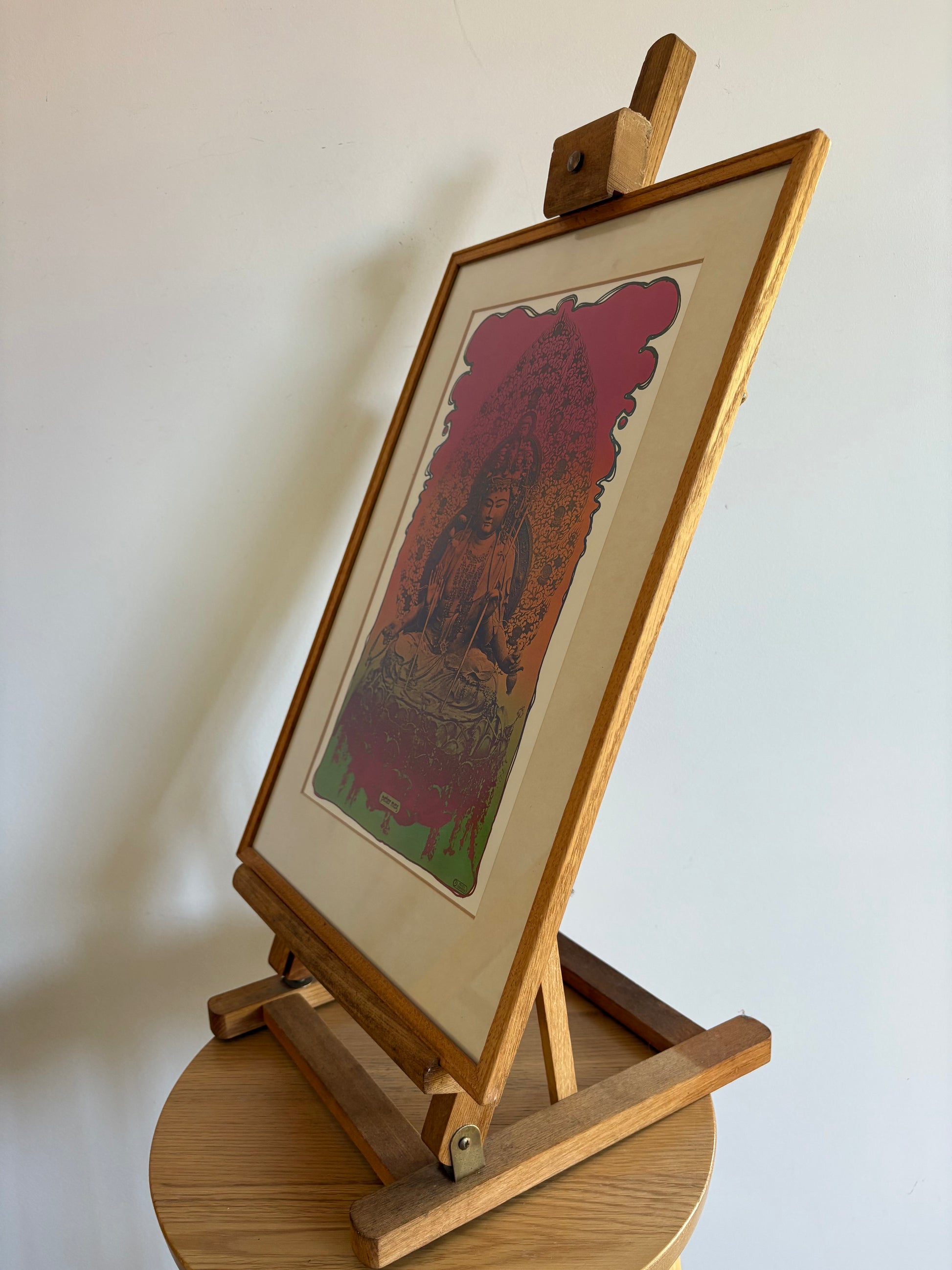 1970s vintage Peter Max print, Prana, Buddha, psychedelic, framed art