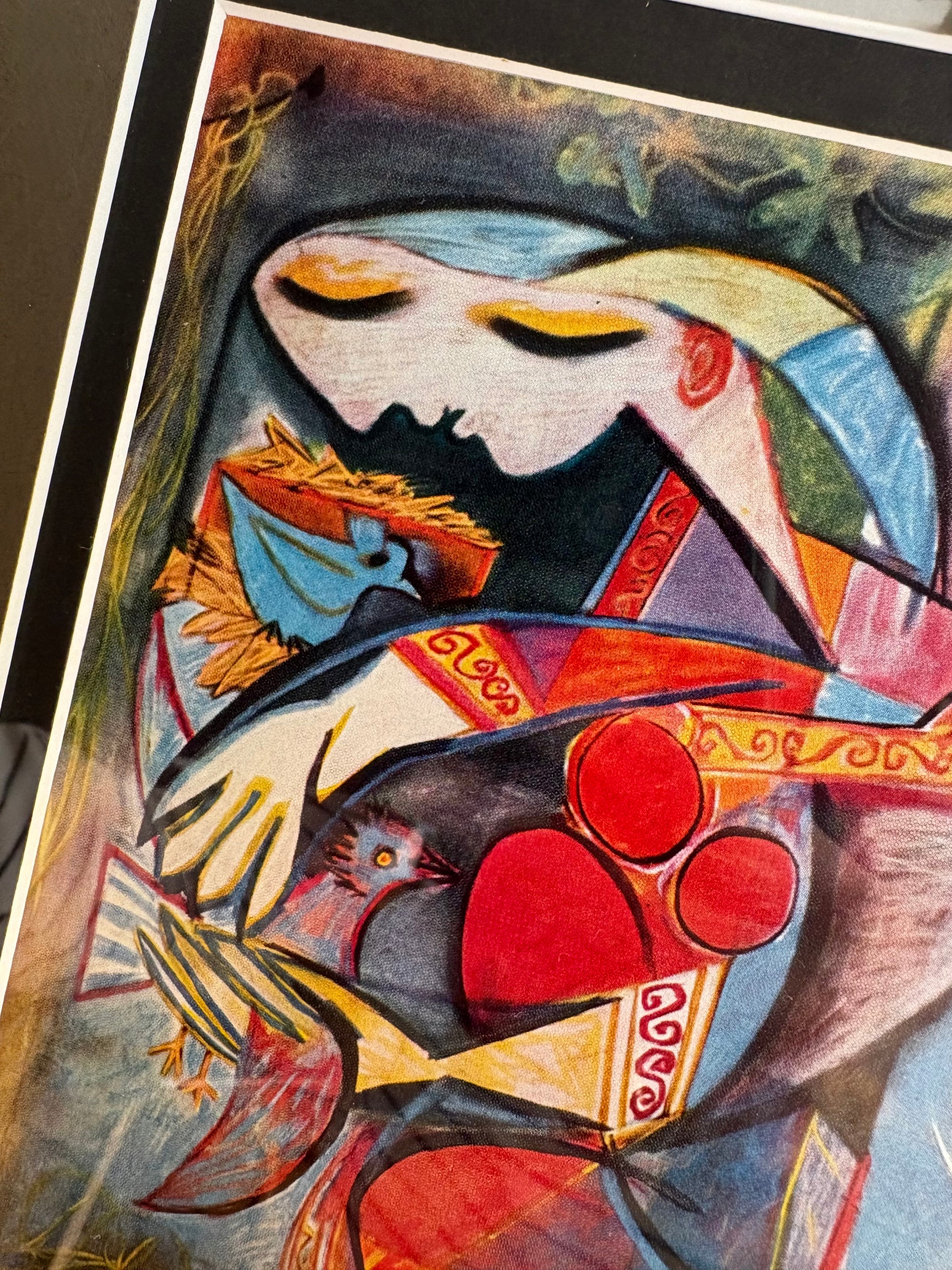 1955 Mid Century print, "Picasso, 1955 Mid Century print, "Woman Stepladder", portrait, framed vintage art, Cubism