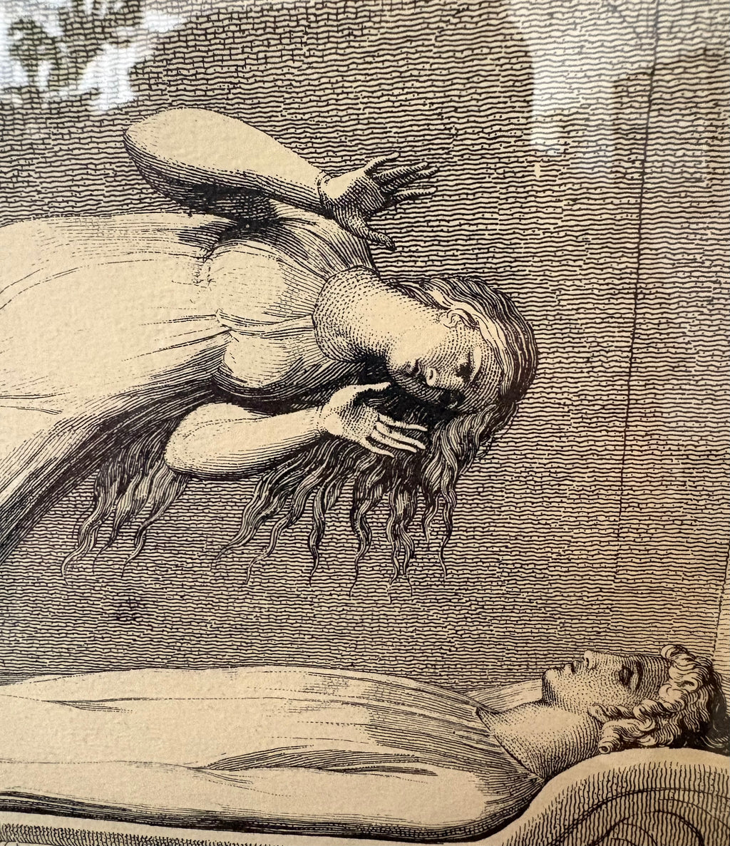 Vintage William Blake engraving, The Grave, framed artwork, "The Soul", gothic wall art
