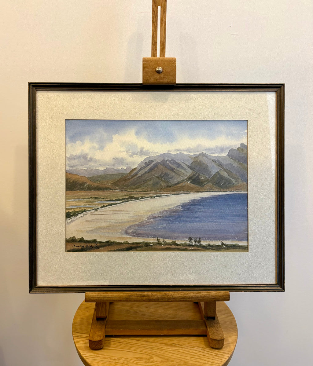 Original watercolour painting, Lake Pedder Tasmania, framed vintage art