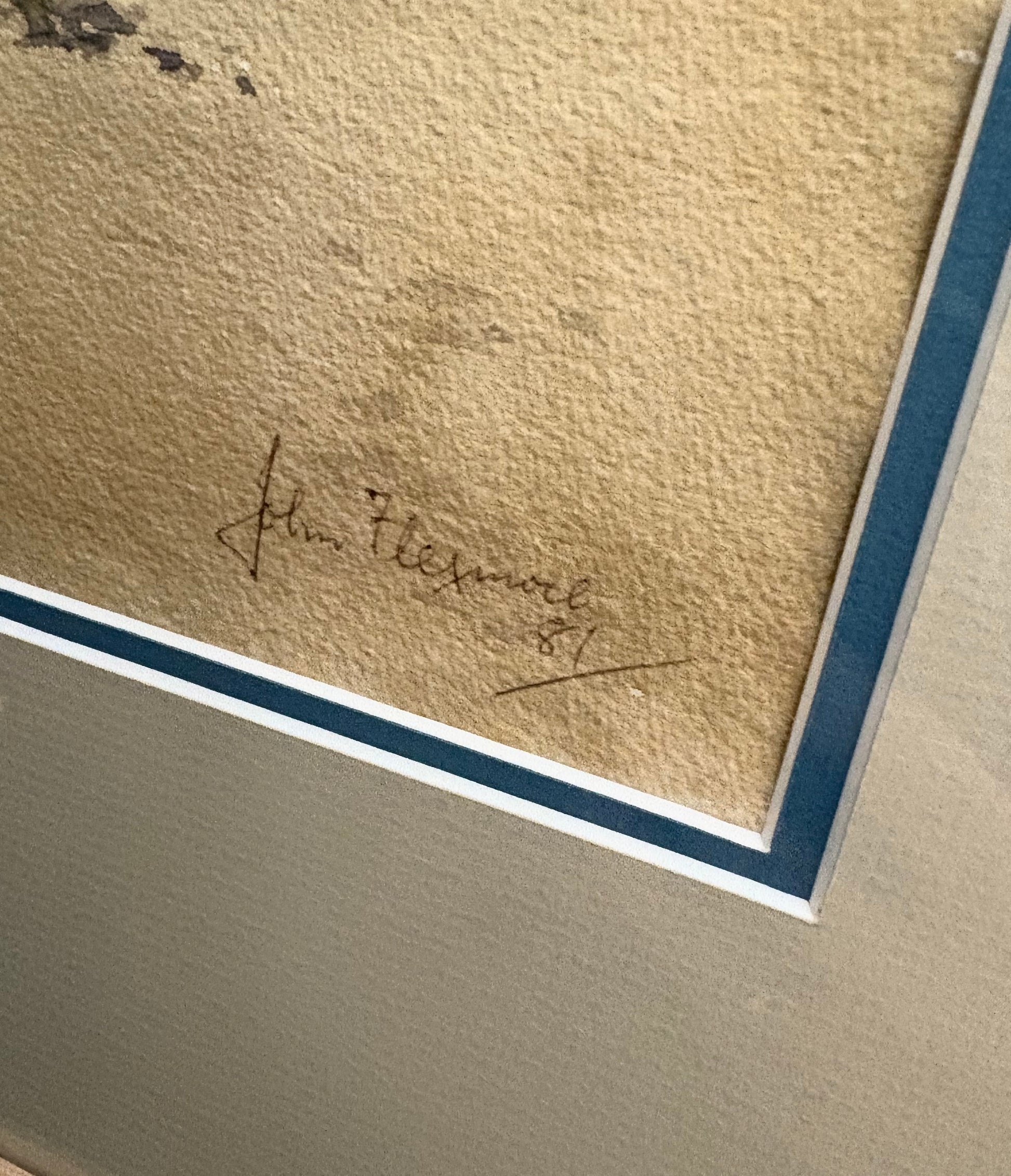 Original watercolour painting, John Flexmore, coastal scene, vintage framed art