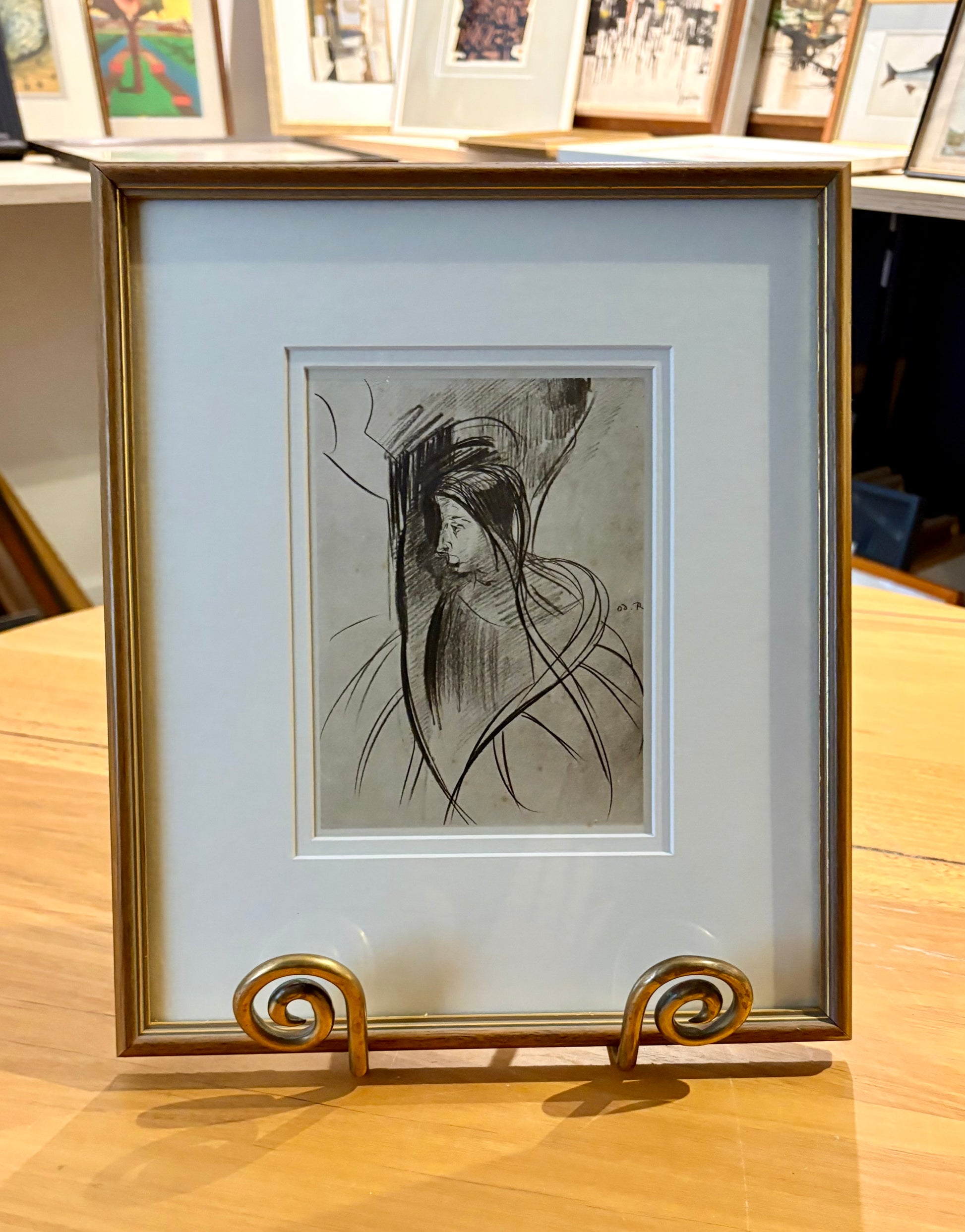 1929 Antique print, Odilon Redon, French, Portrait, vintage framed art