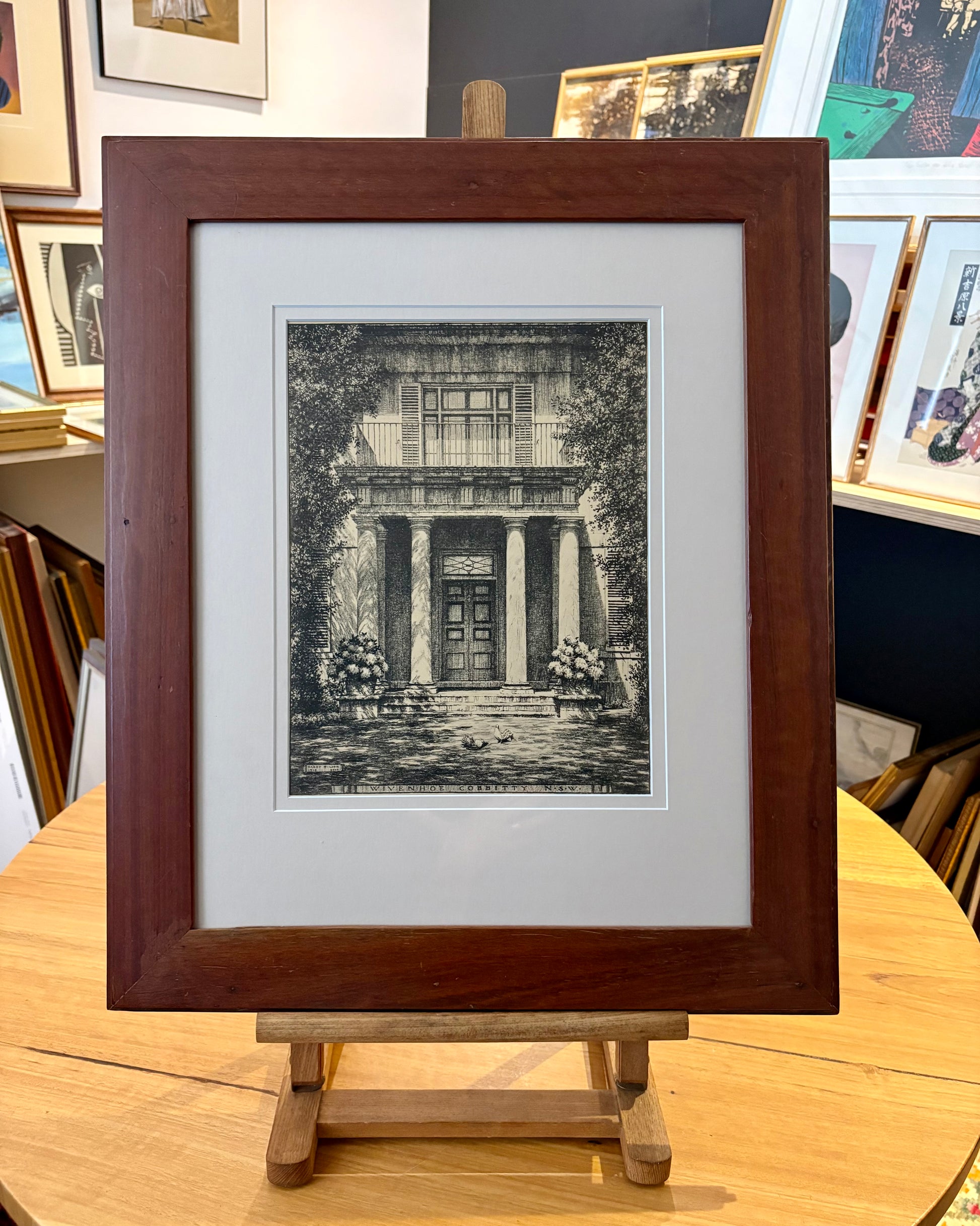 1920s Antique Hardy Wilson collotype print, Architecture, NSW, framed art