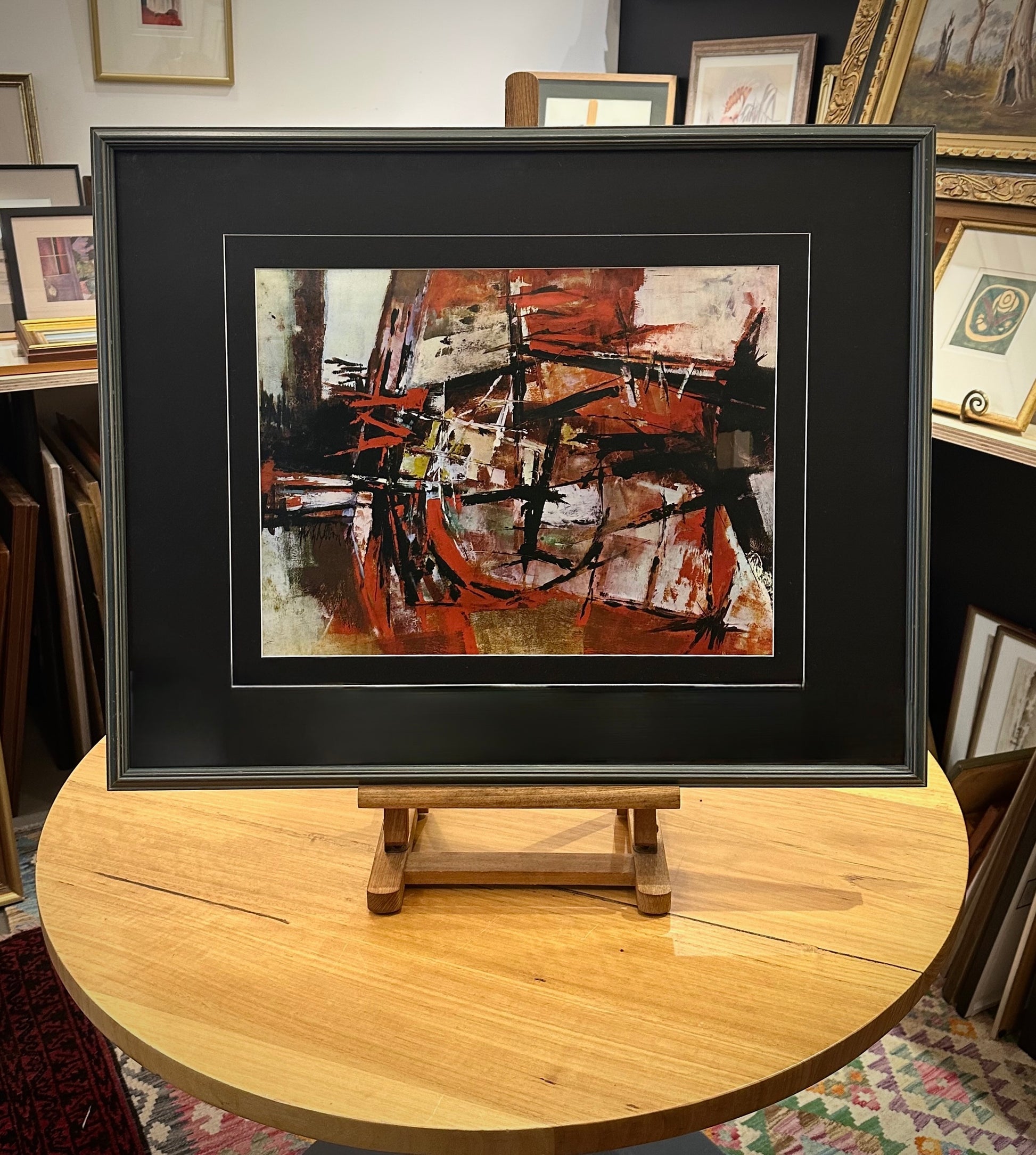 Large 1970's gallery print, Thomas Gleghorn, abstract, Australian, framed art