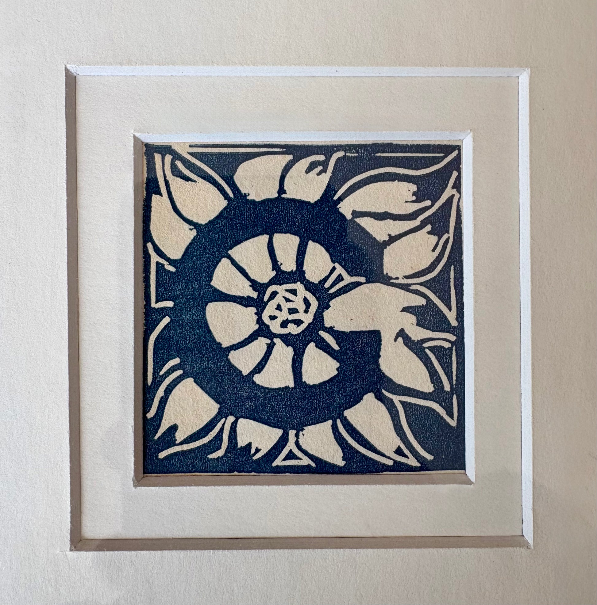 1920s Original Margaret Preston woodblock print, “Letter C”, antique framed art