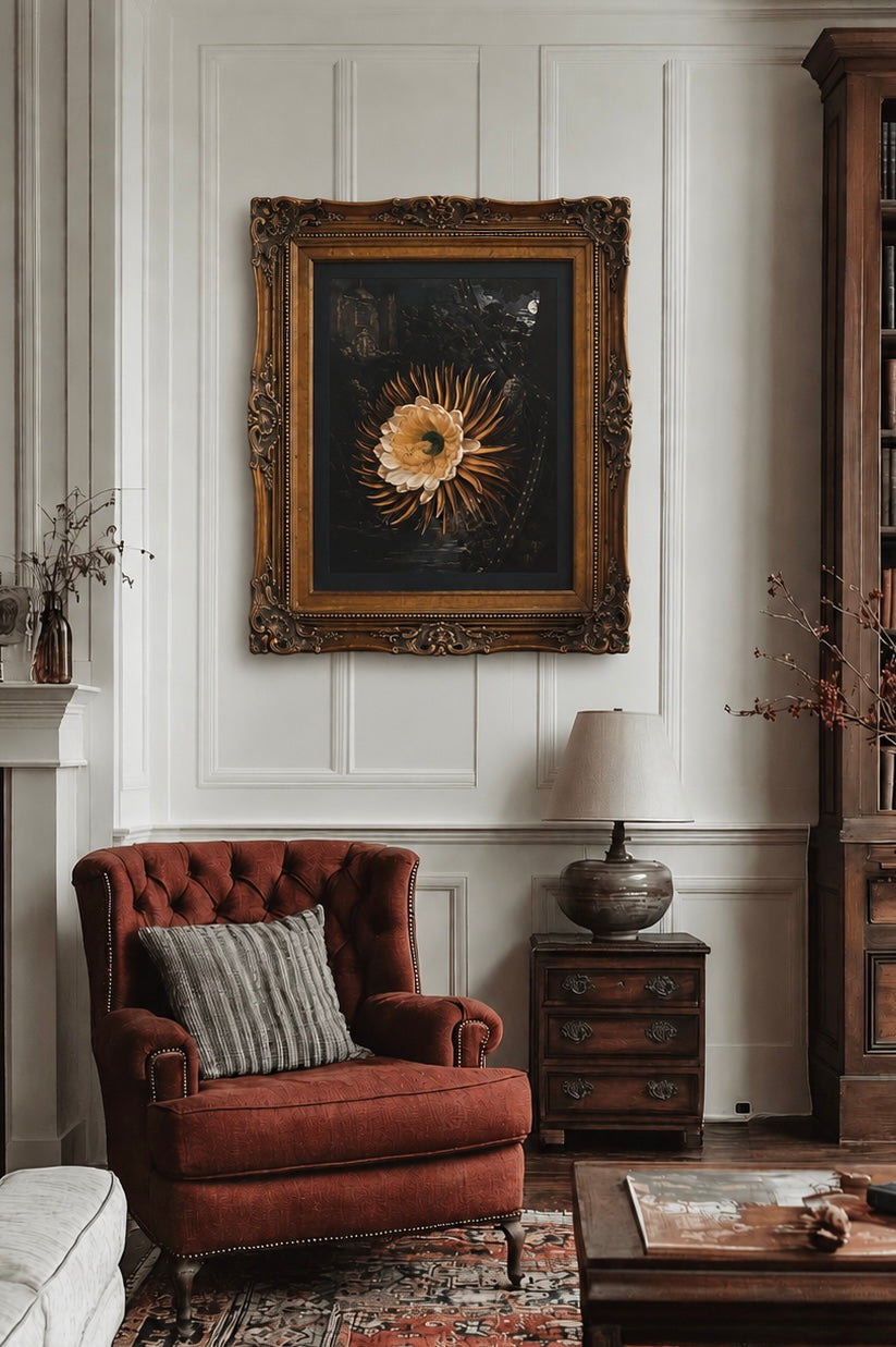 Gilt framed large high quality Temple of Flora print, Robert Thornton, framed art