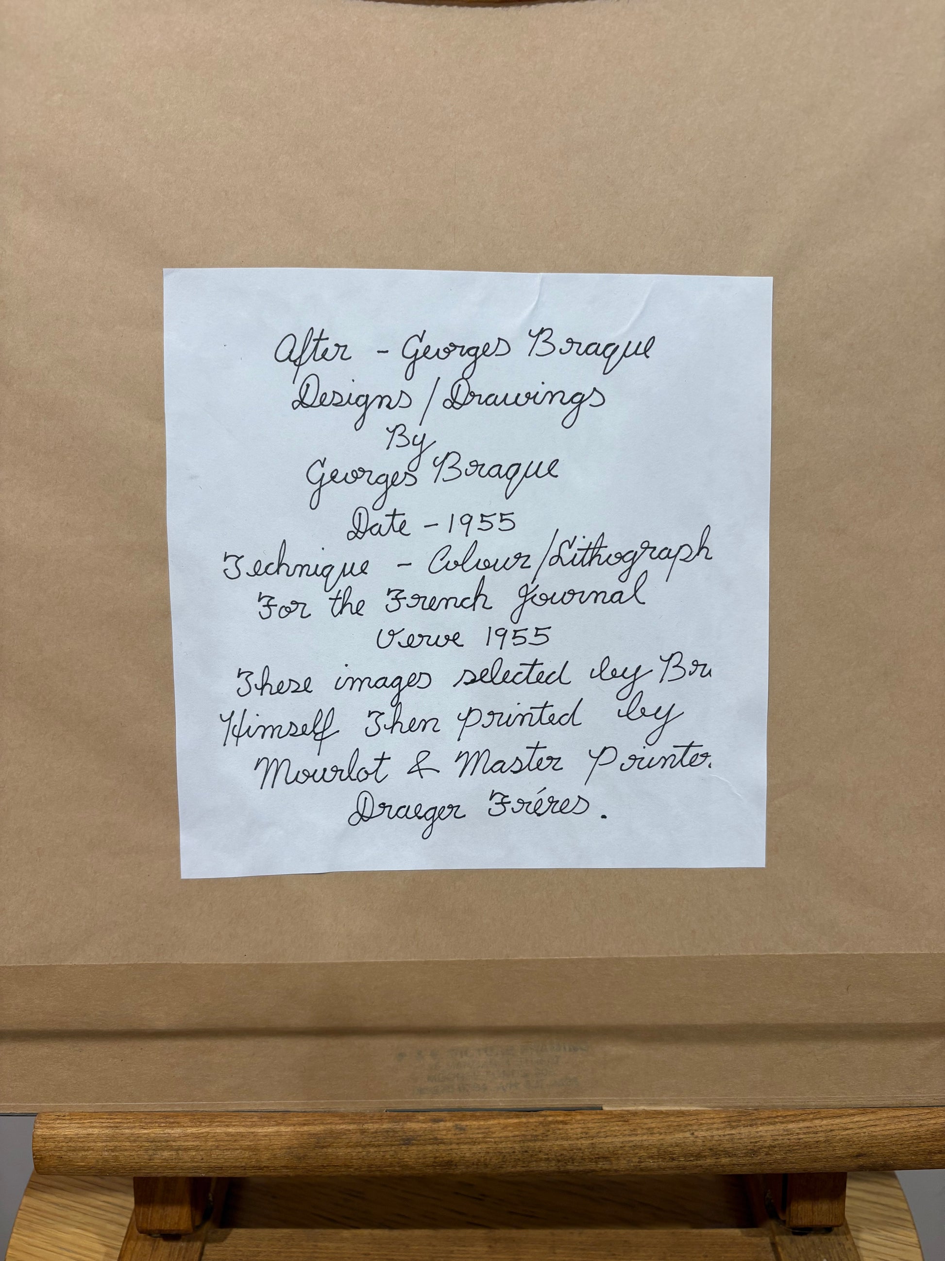 1955 Georges Braque, original lithograph, flowers, French, framed mid century art