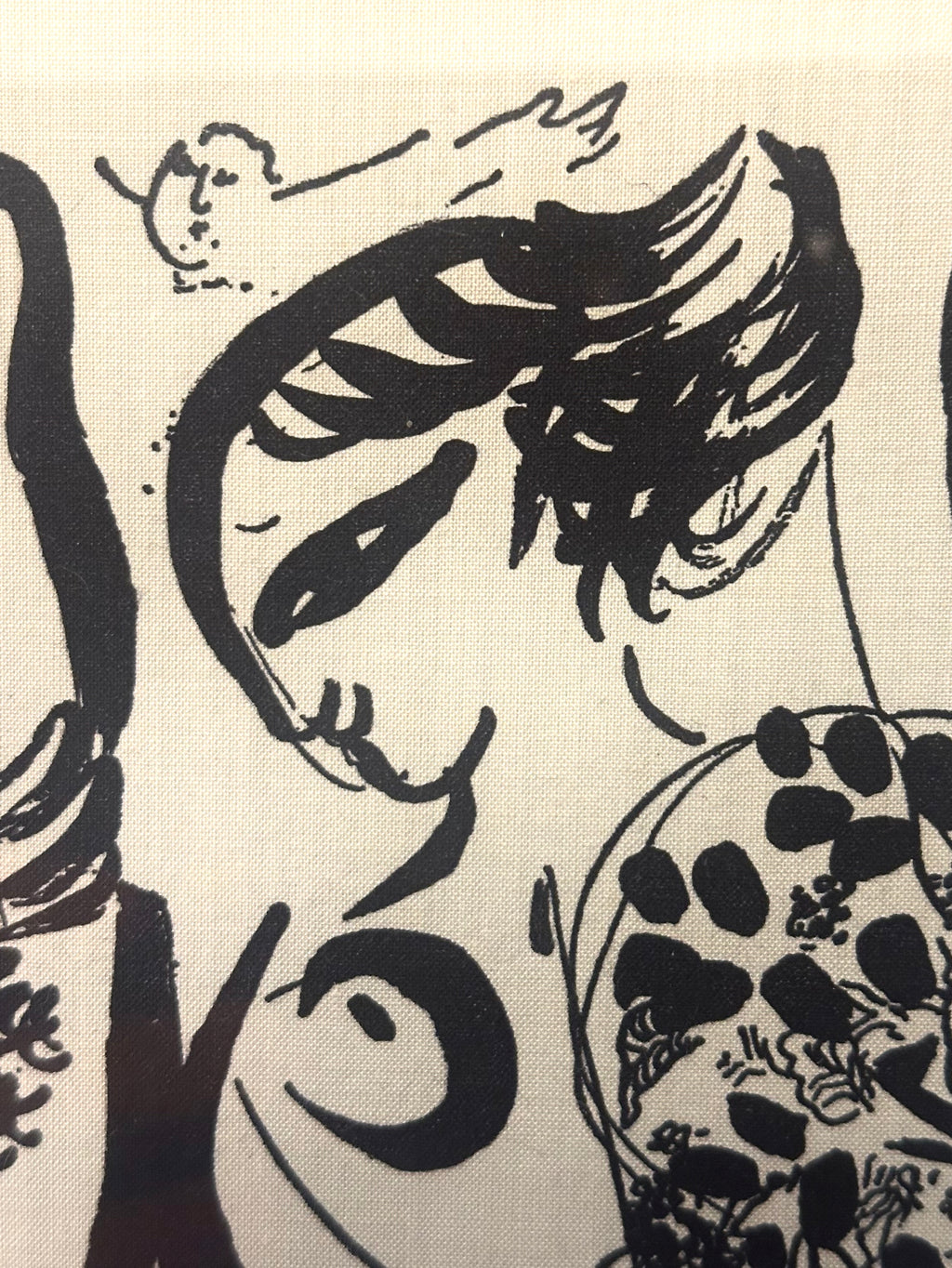 1950s vintage print on cloth, Marc Chagall, Acrobats, framed art, Mid-Century