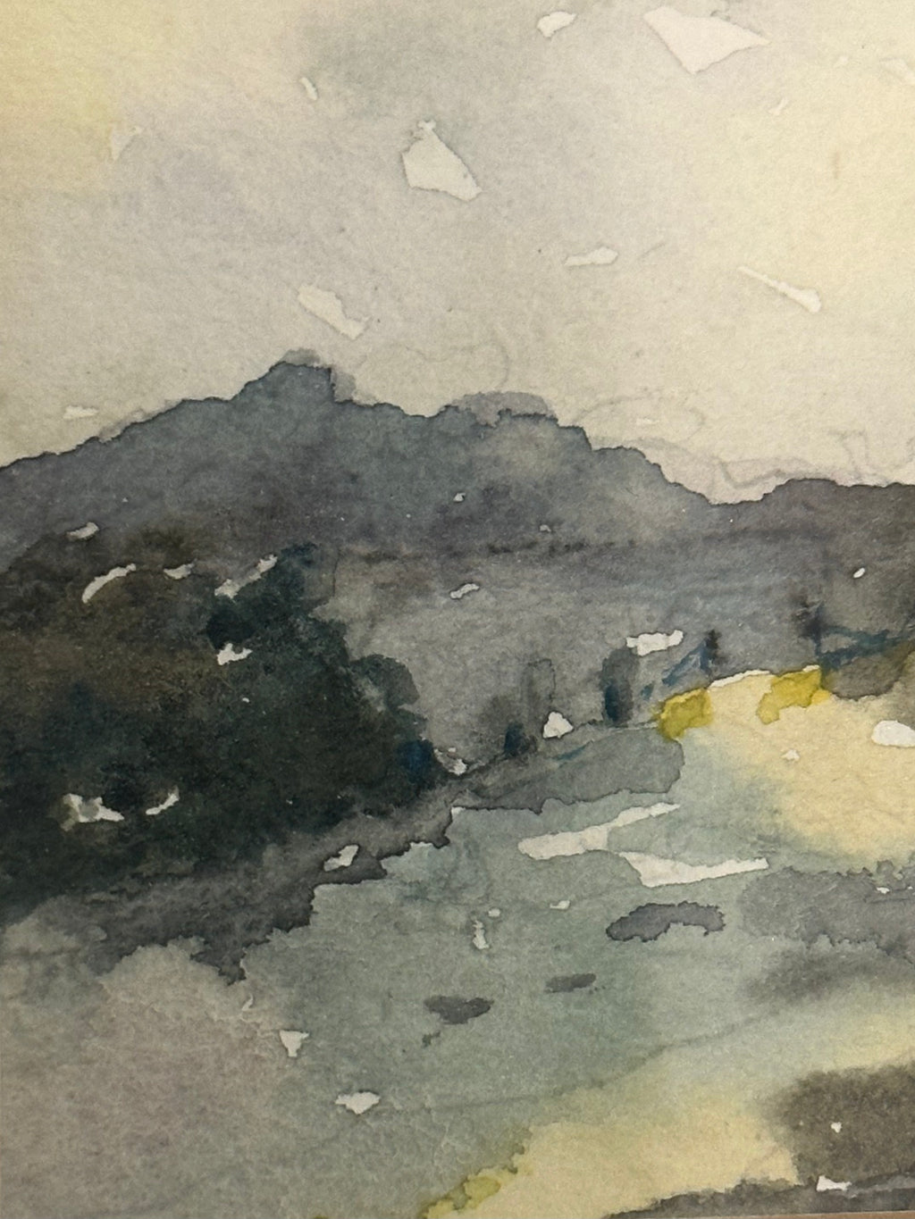 Original mid century watercolour painting, miniature, signed, framed art